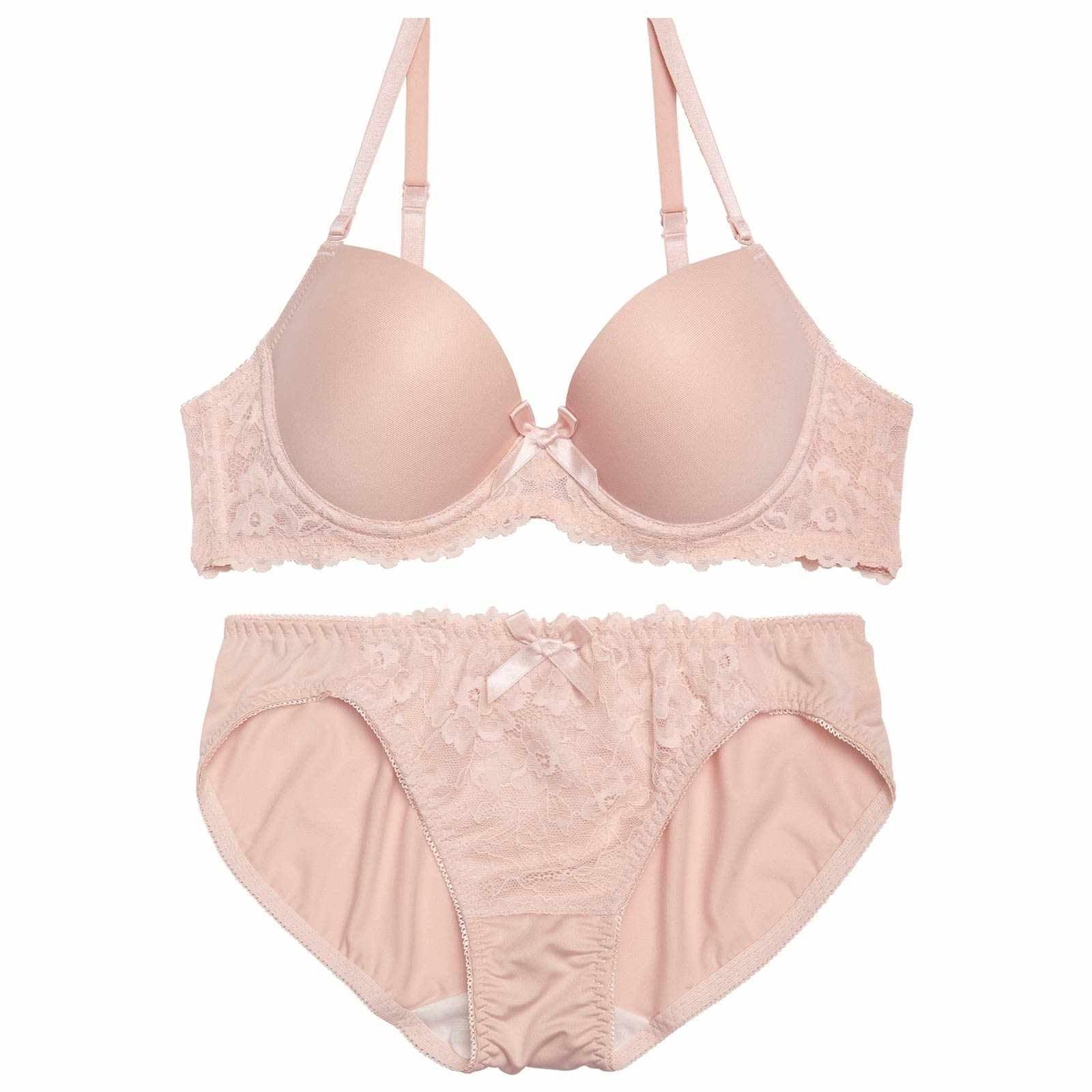 ワンカラーリボンレースブラジャー&フルバックショーツ - 【公式】247Lingerie