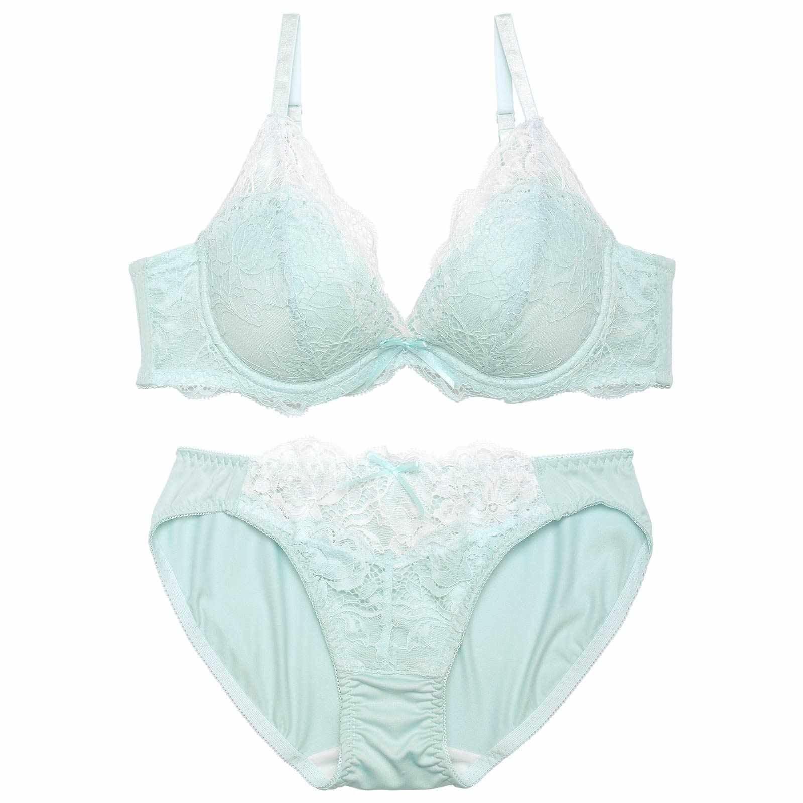 フェミニンバイカラーレースブラジャー&フルバックショーツ - 【公式】247Lingerie