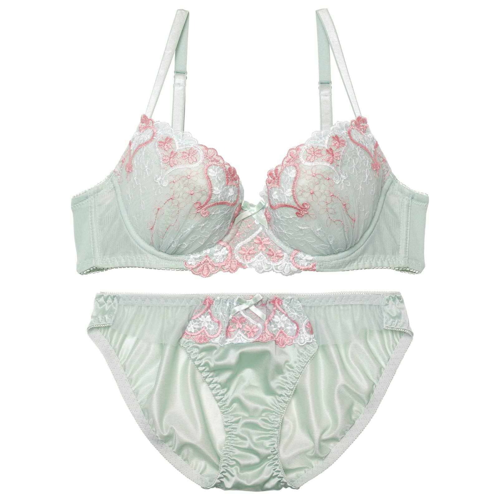 チュールフルーロンハートブラジャー&フルバックショーツ