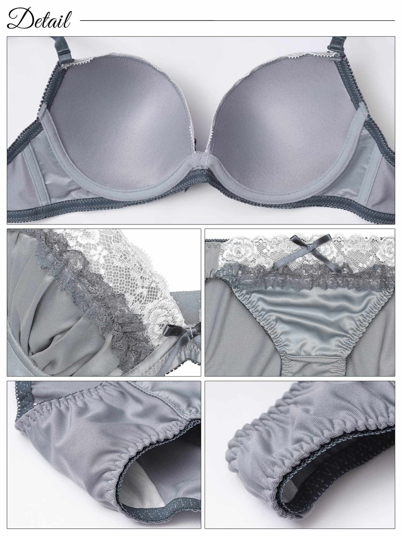 2/21新作!【3点セット】【GHIサイズ】クラシカルレーシィサテンブラジャー&フルバック&Tバックショーツ