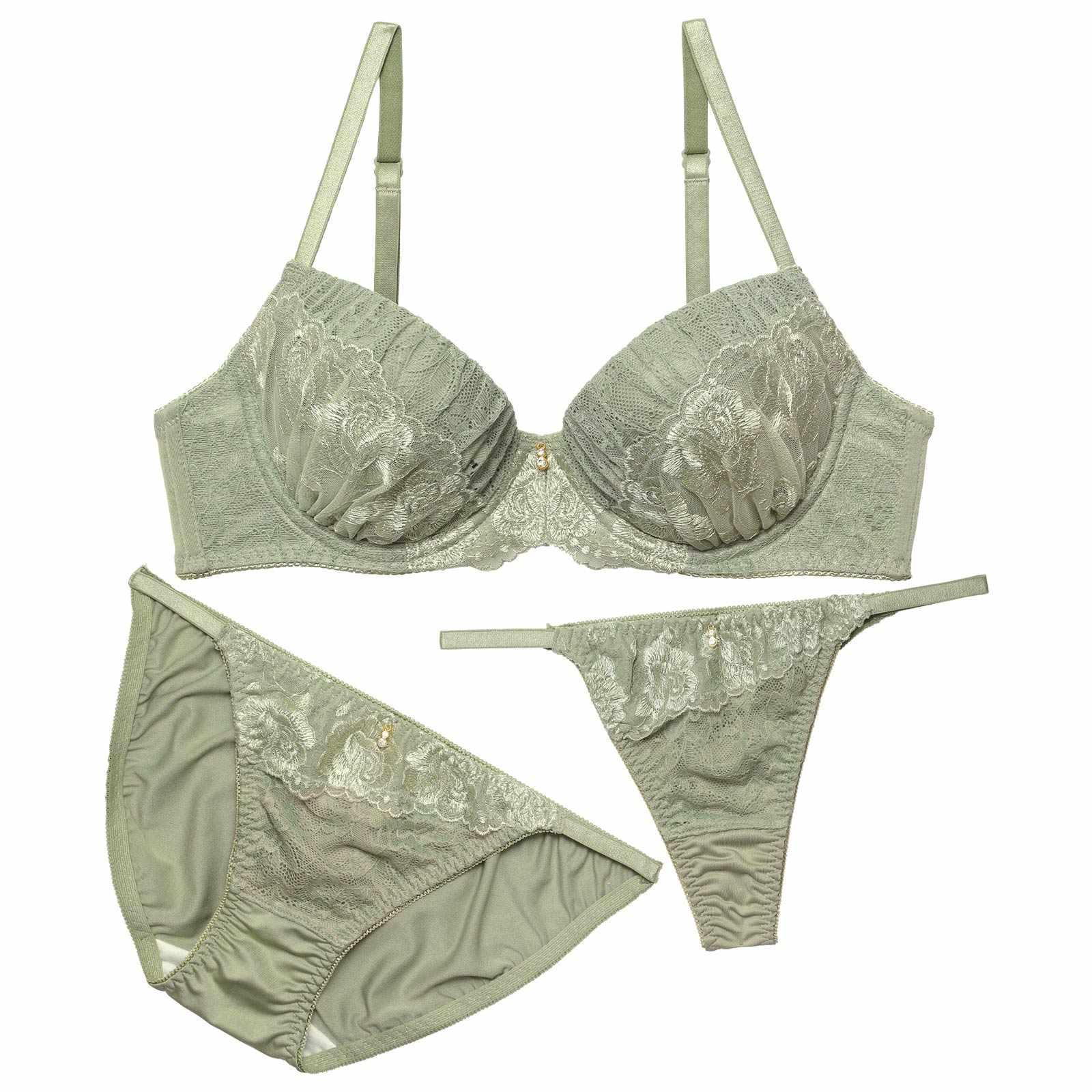 【3点セット】プリーツレーシィフルールブラジャー&フルバック&Tバックショーツ - 【公式】247Lingerie