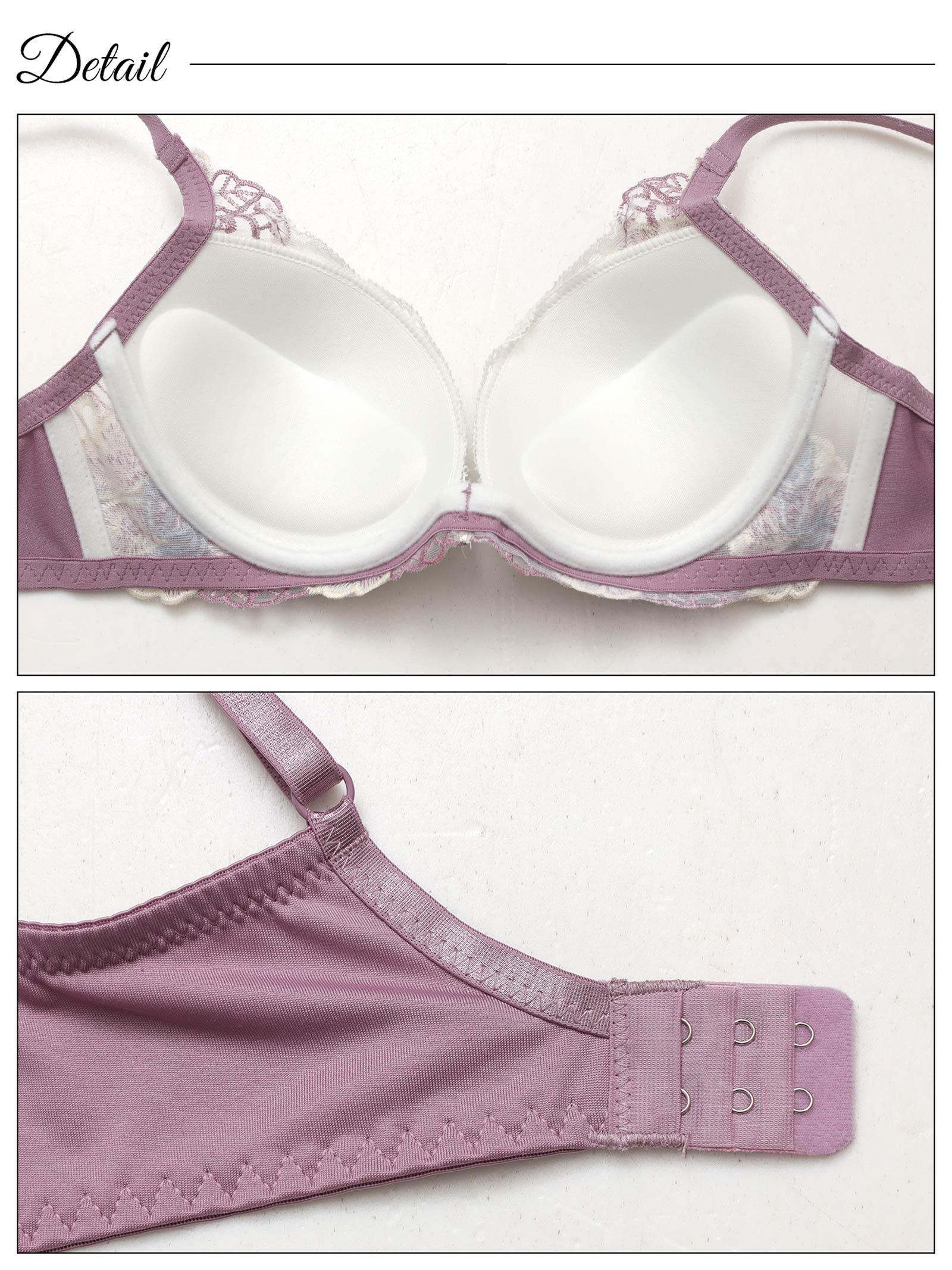 ノーブルフルールエンブロイダリー育乳脇高ブラジャー&フルバックショーツ - 【公式】247Lingerie