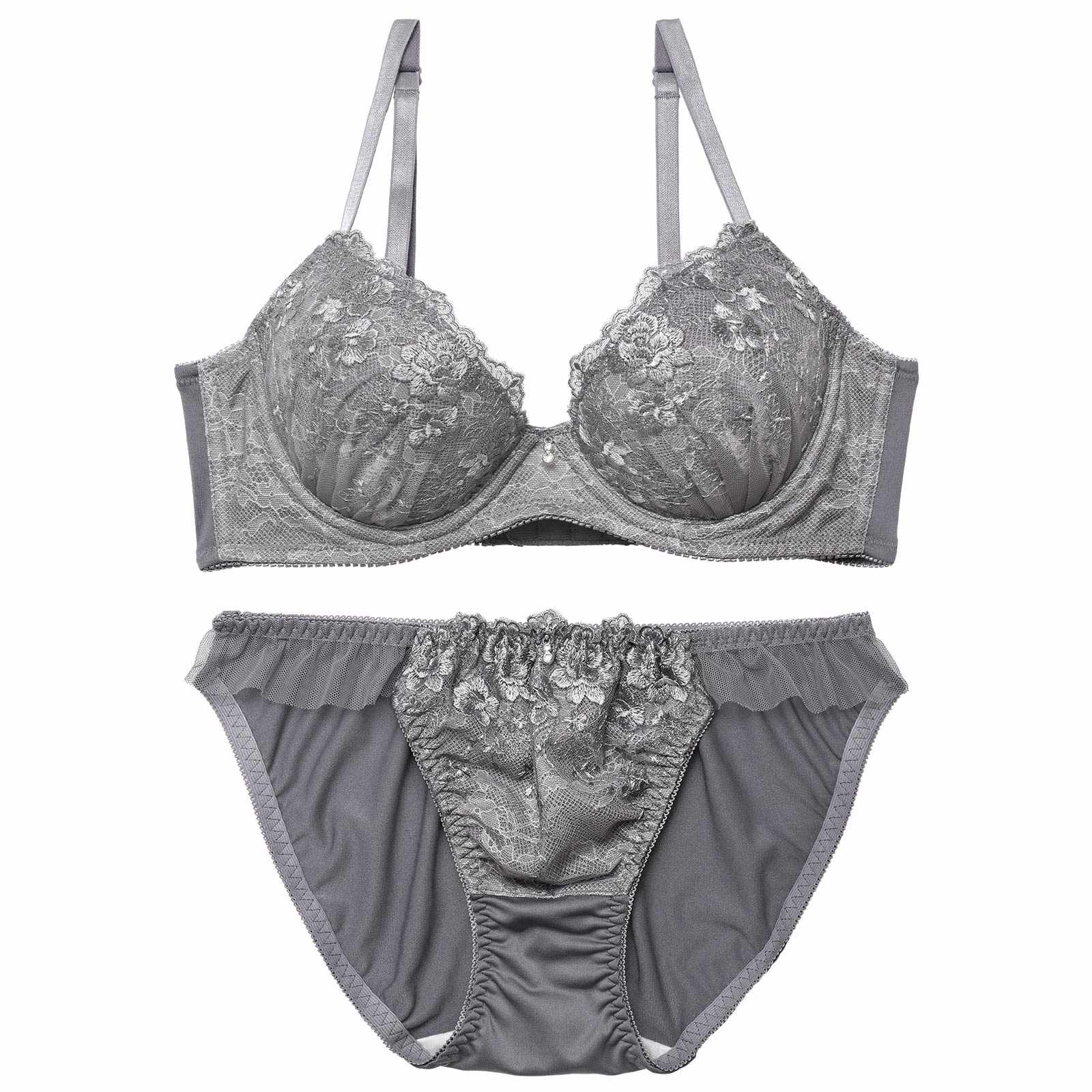 エレガンスチュールフラワー育乳脇高ブラジャー&フルバックショーツ