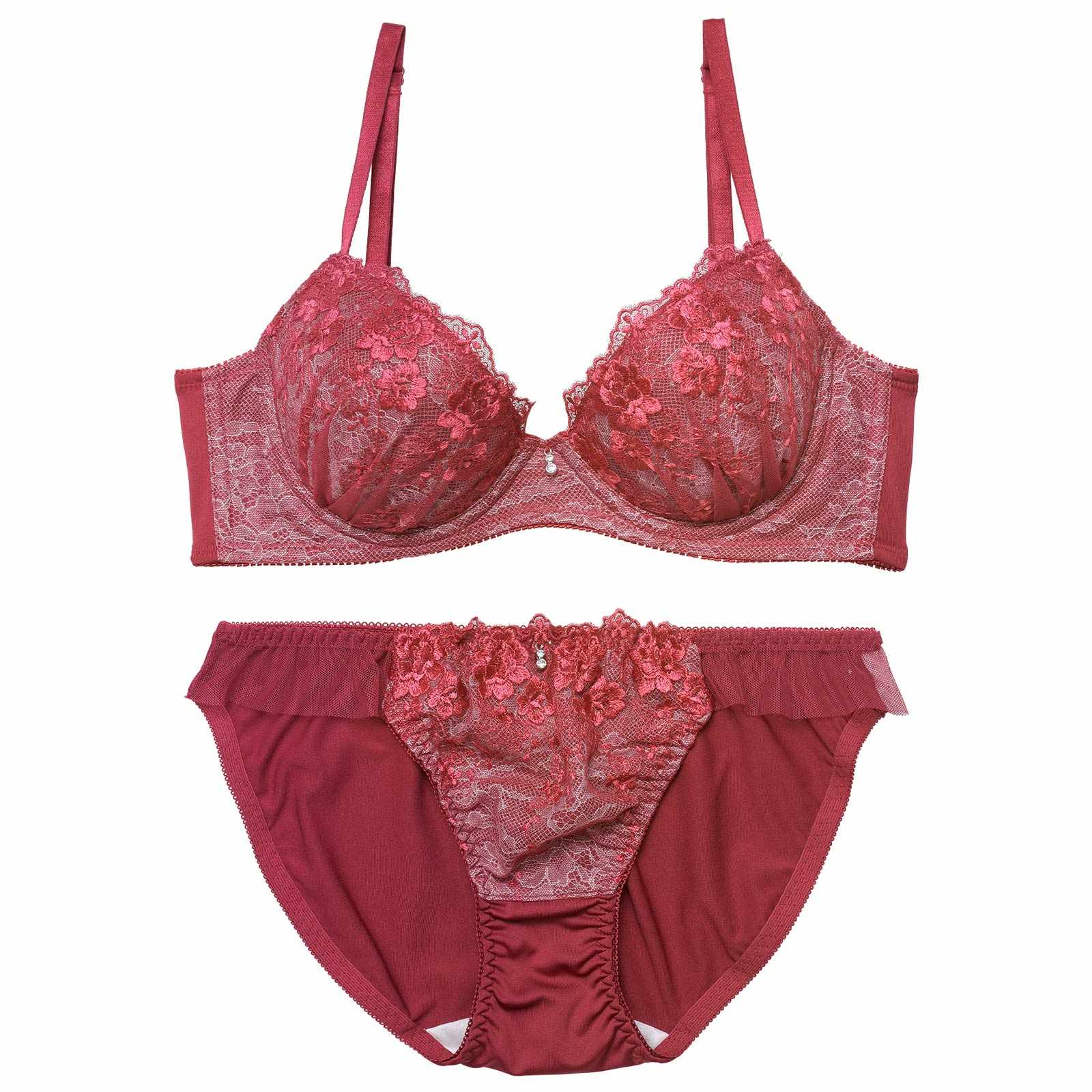 エレガンスチュールフラワー育乳脇高ブラジャー&フルバックショーツ