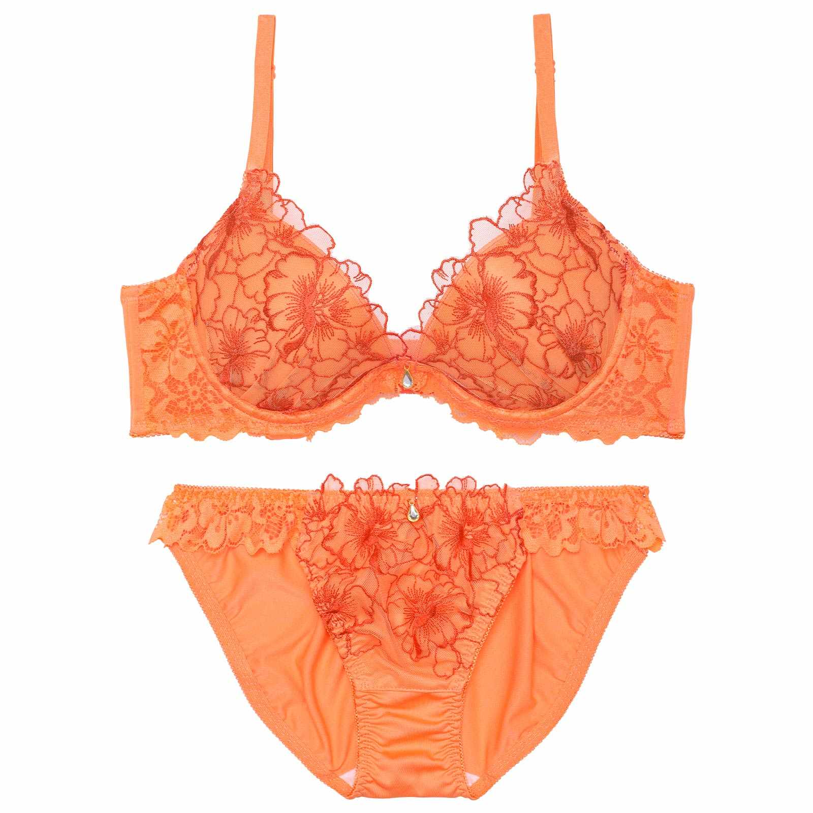 ディープシアーブロッサム育乳脇高ブラジャー&フルバックショーツ