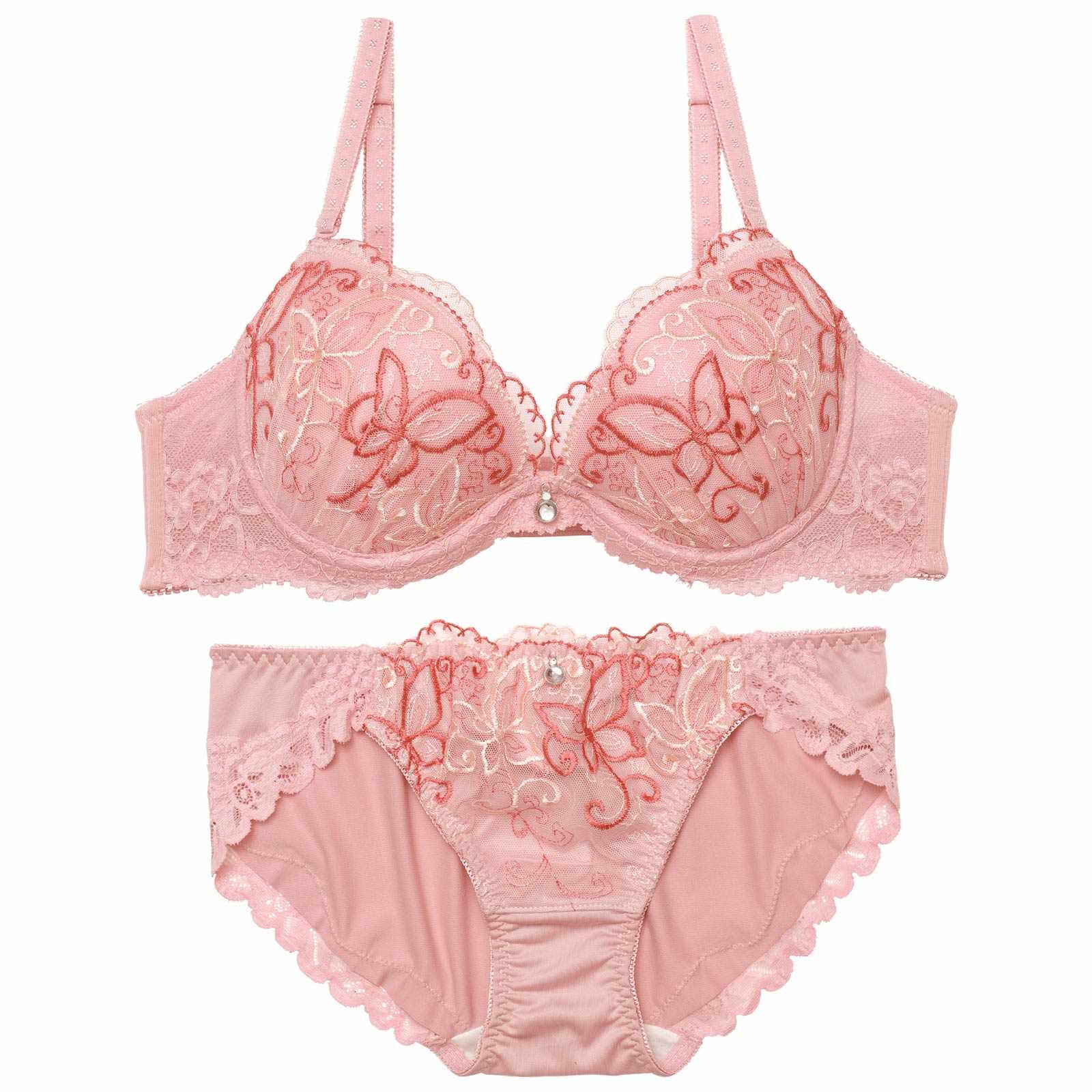 スイートバタフライレースブラジャー&フルバックショーツ