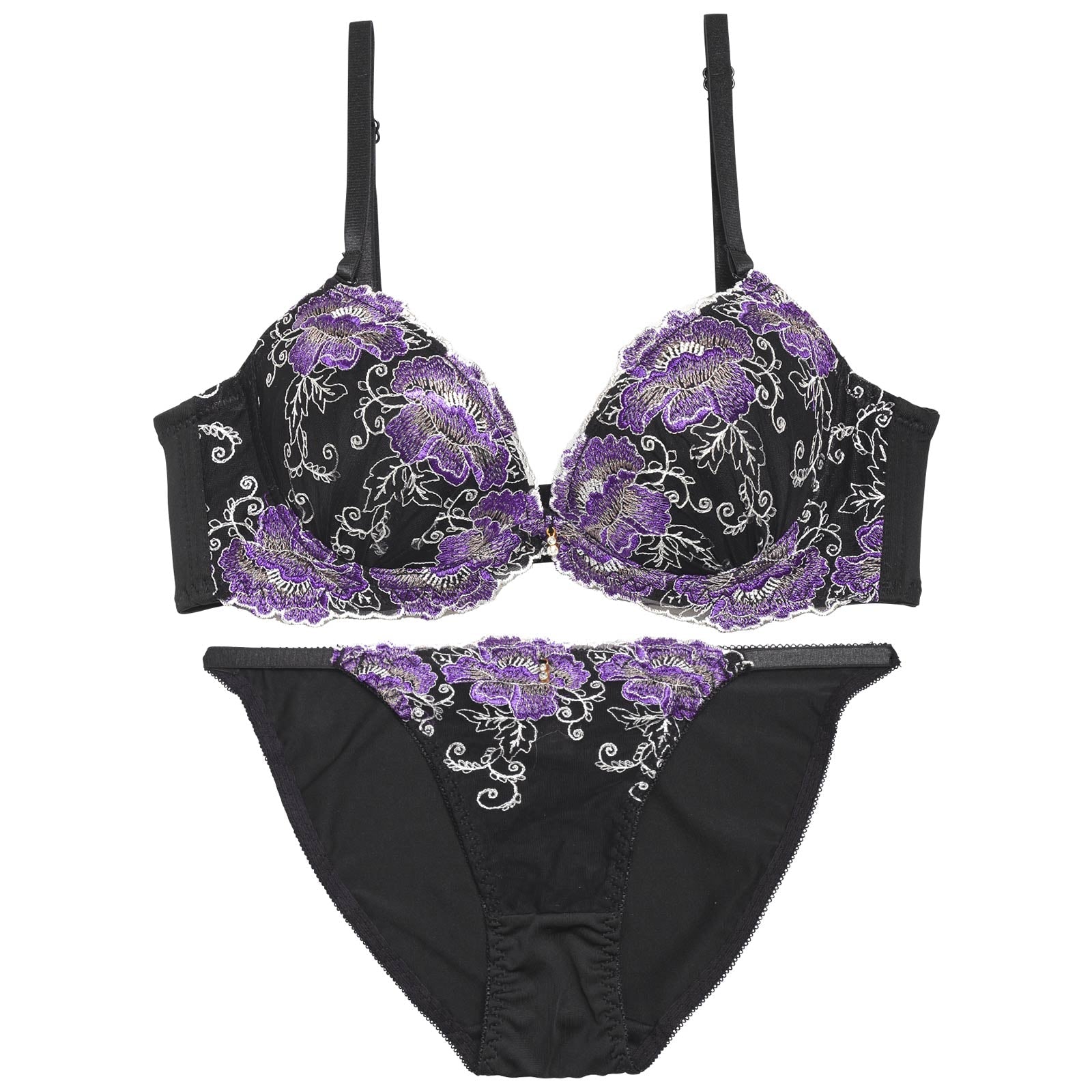 ゴージャスブライトフラワー育乳脇高ブラジャー&フルバックショーツ