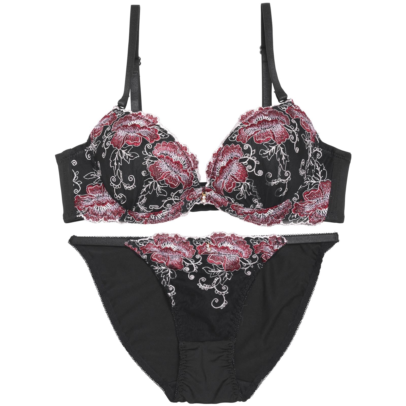 ゴージャスブライトフラワー育乳脇高ブラジャー&フルバックショーツ