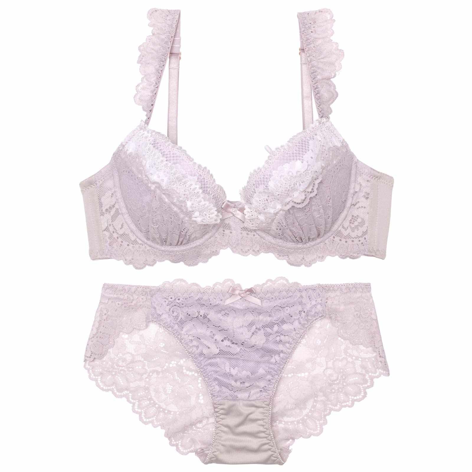 フェミニンプティレースラジャー&バック透けフルバックショーツ