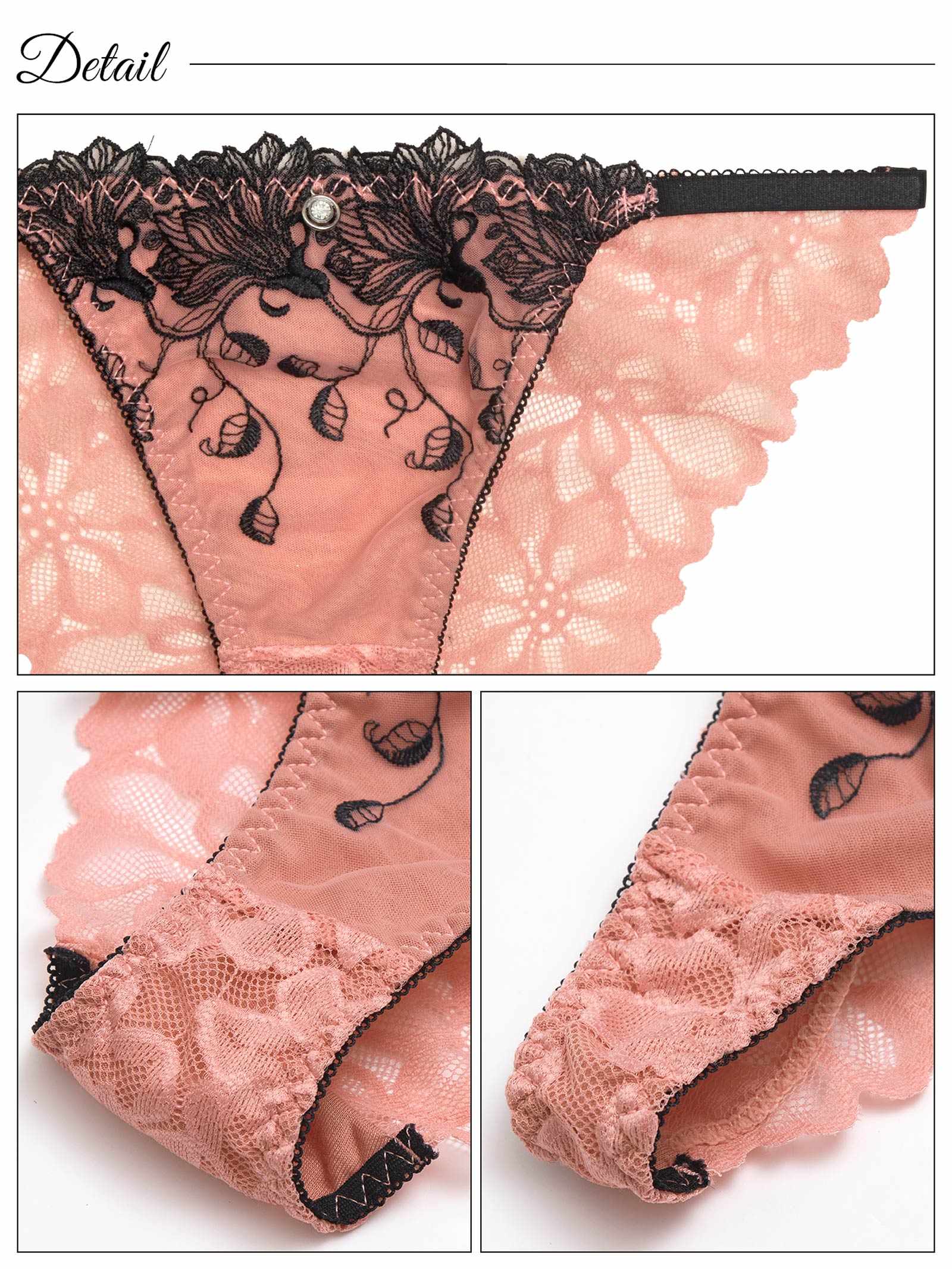 6/11新作!【3点セット】ノーブルシルエットフラワーブラジャー&バック透けフルバック&Tバックショーツ