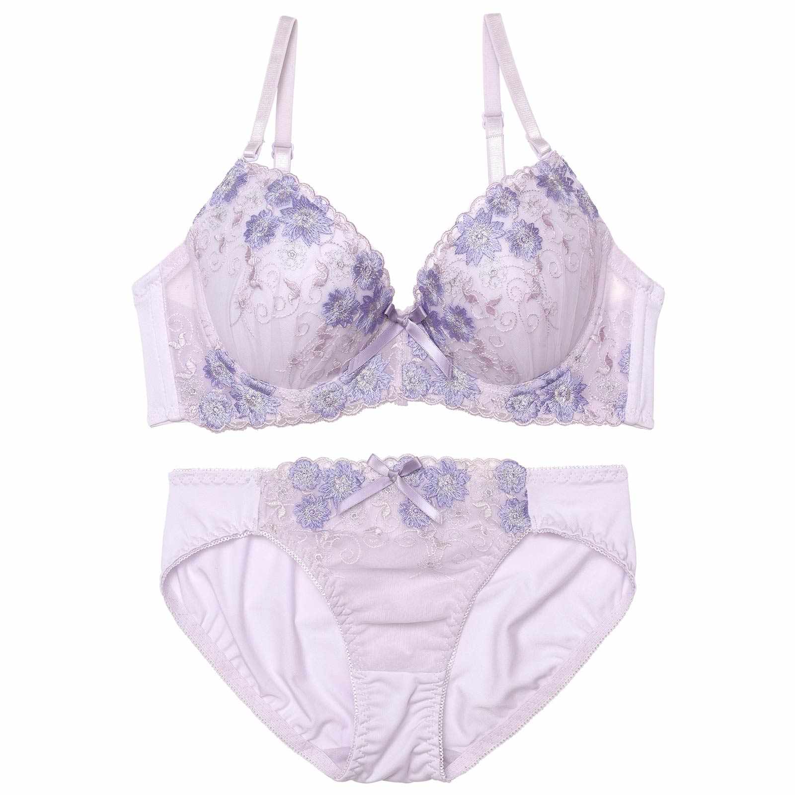フェミニンブライトフラワーブラジャー&フルバックショーツ