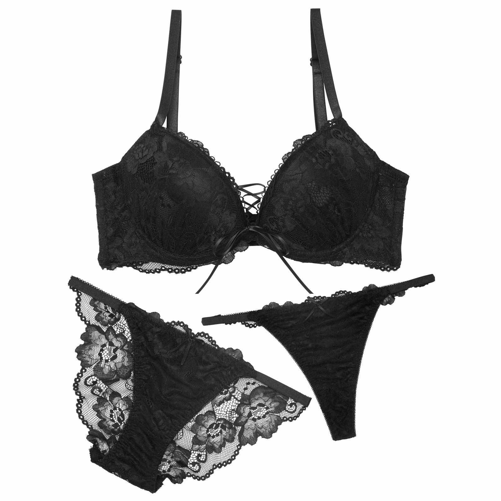 【かとゆり着用】【3点セット】エレガンスレースアップ育乳脇高ブラジャー&バック透けフルバック&Tバックショーツ