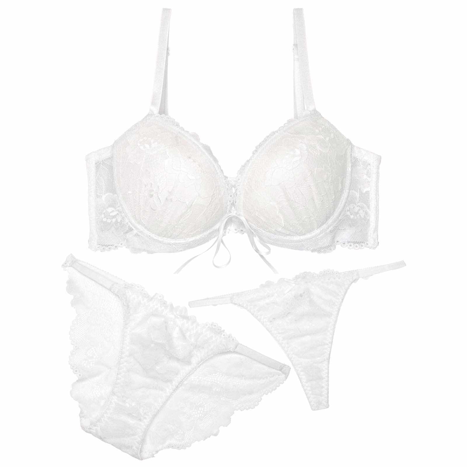 【かとゆり着用】【3点セット】エレガンスレースアップ育乳脇高ブラジャー&バック透けフルバック&Tバックショーツ