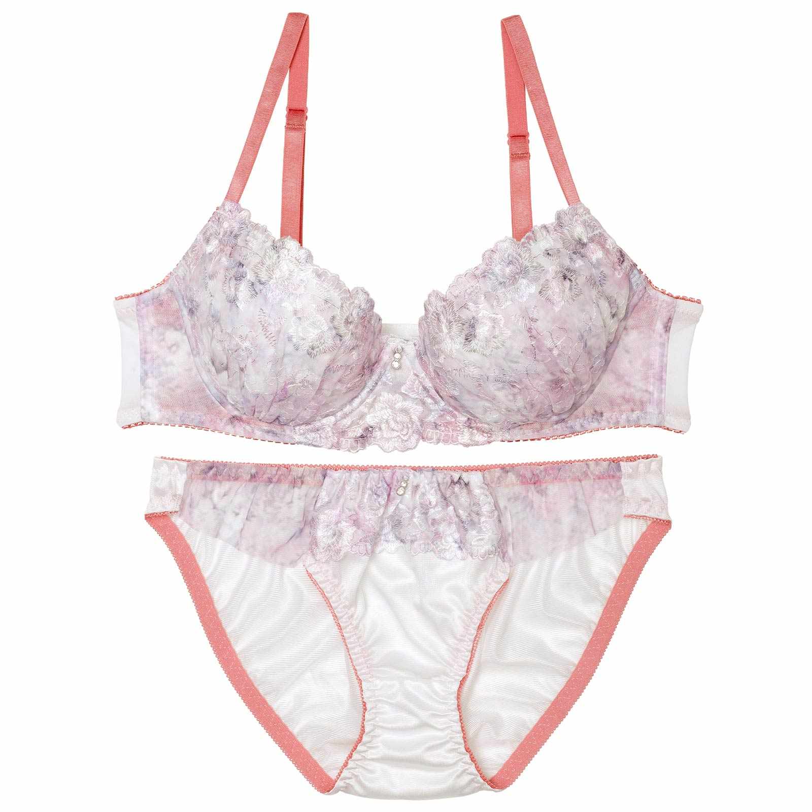 マーブルグラデーションフルールブラジャー&フルバックショーツ