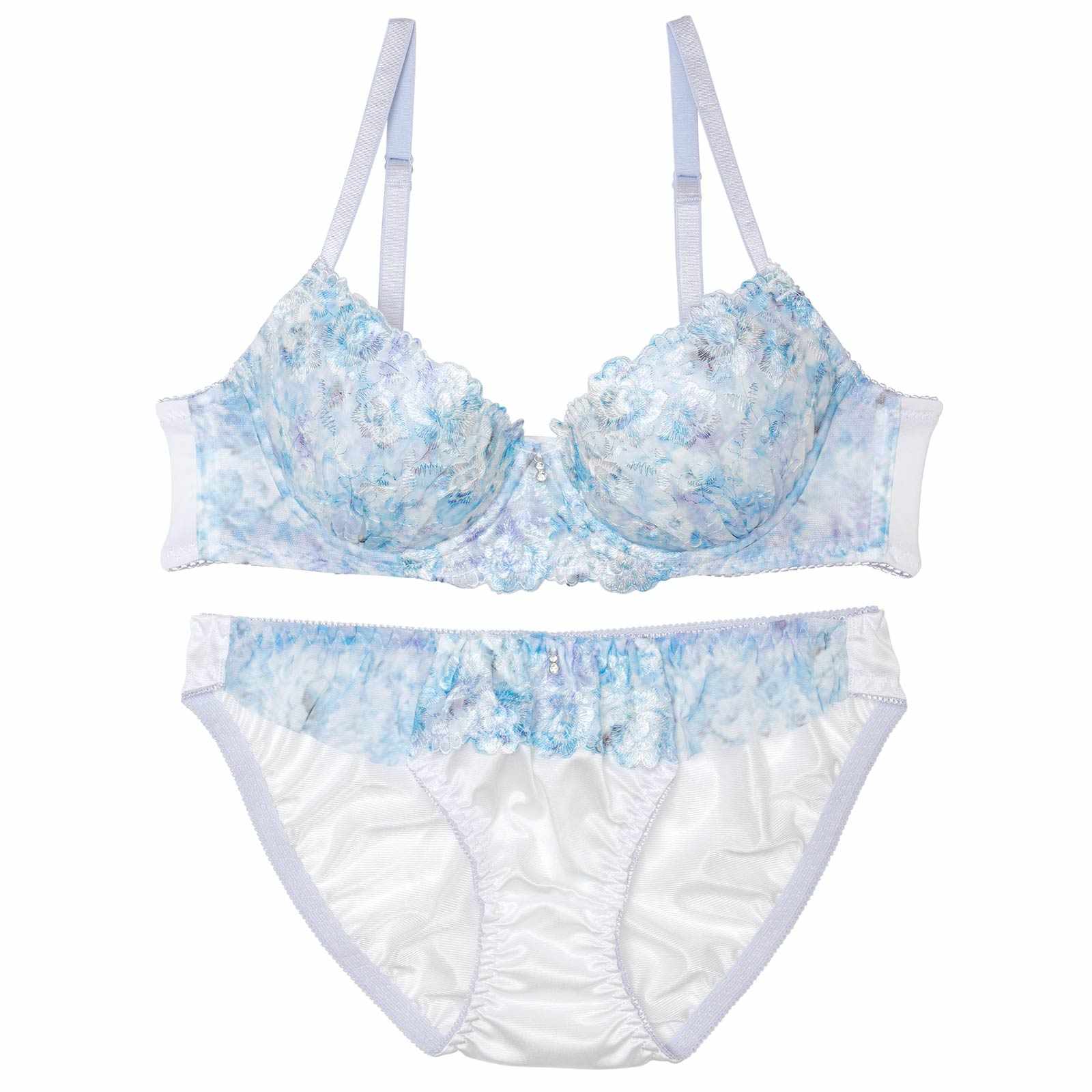 マーブルグラデーションフルールブラジャー&フルバックショーツ