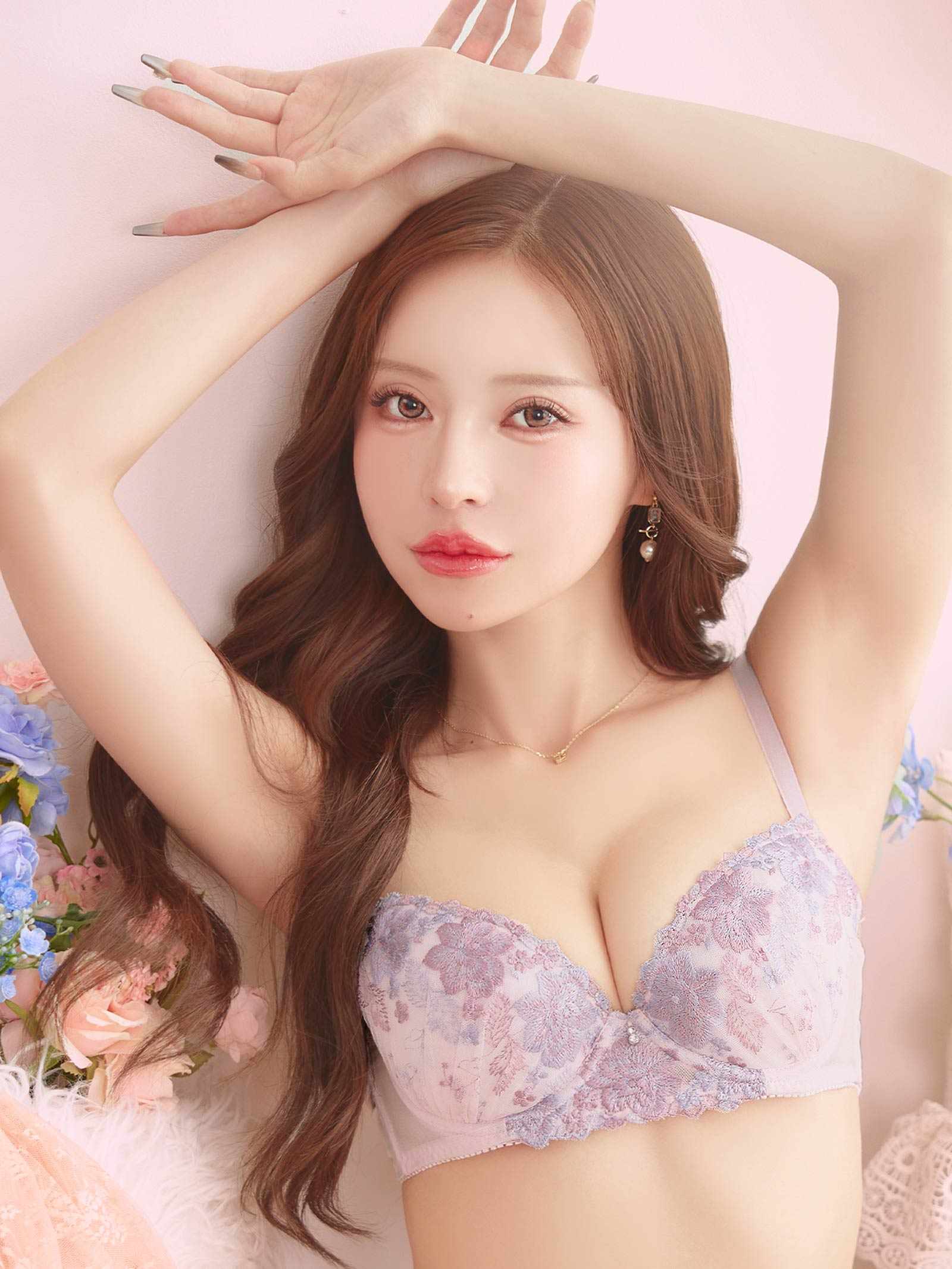 6/20新作!ダスティパステルフルールブラジャー&フルバックショーツ