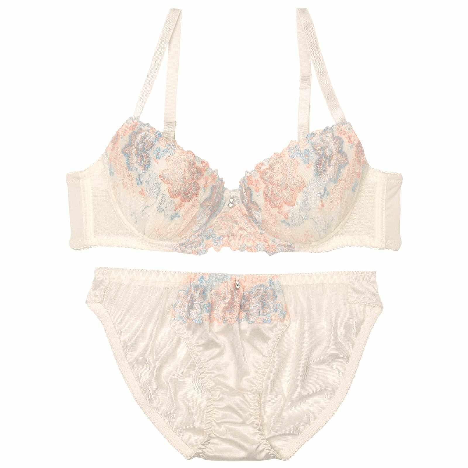 ダスティパステルフルールブラジャー&フルバックショーツ