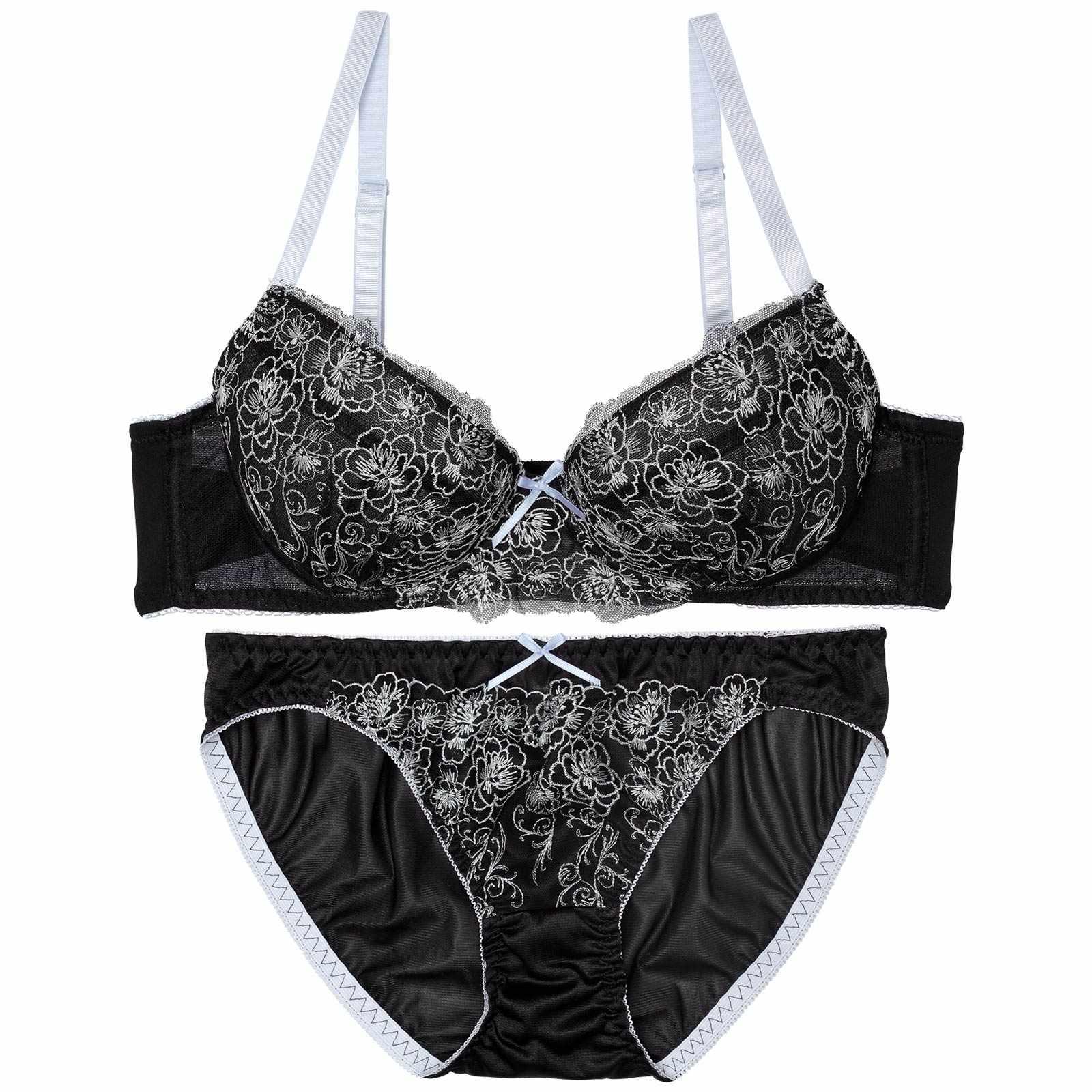 ロマンスレトロフラワーブラジャー&フルバックショーツ