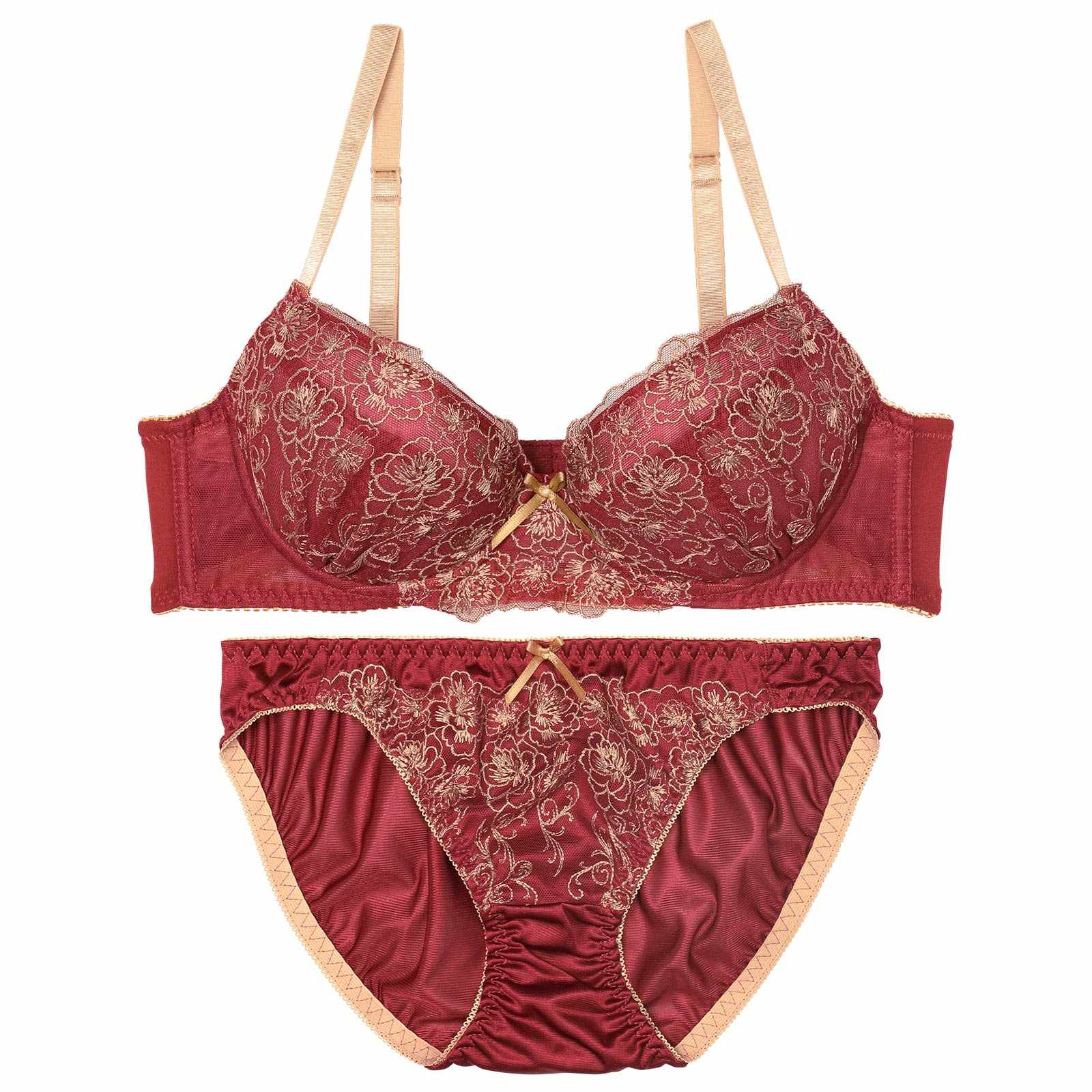 ロマンスレトロフラワーブラジャー&フルバックショーツ