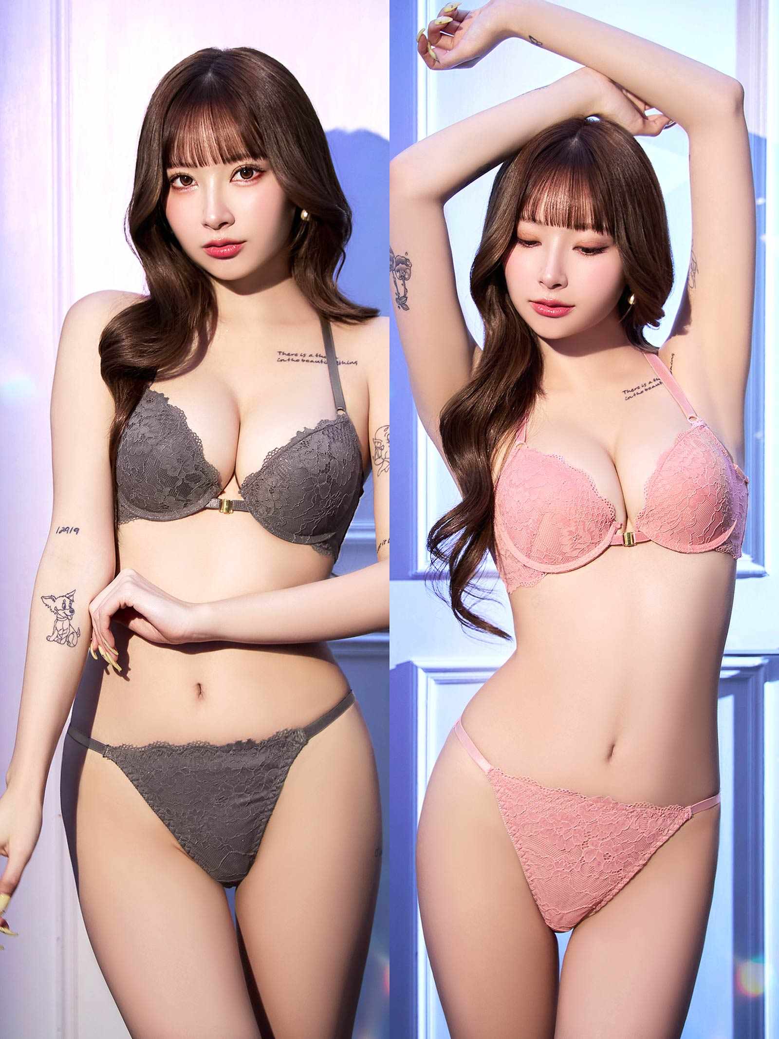 9/24新作!エレガントオールレーシィフロントホックブラジャー&バック透けフルバックショーツ