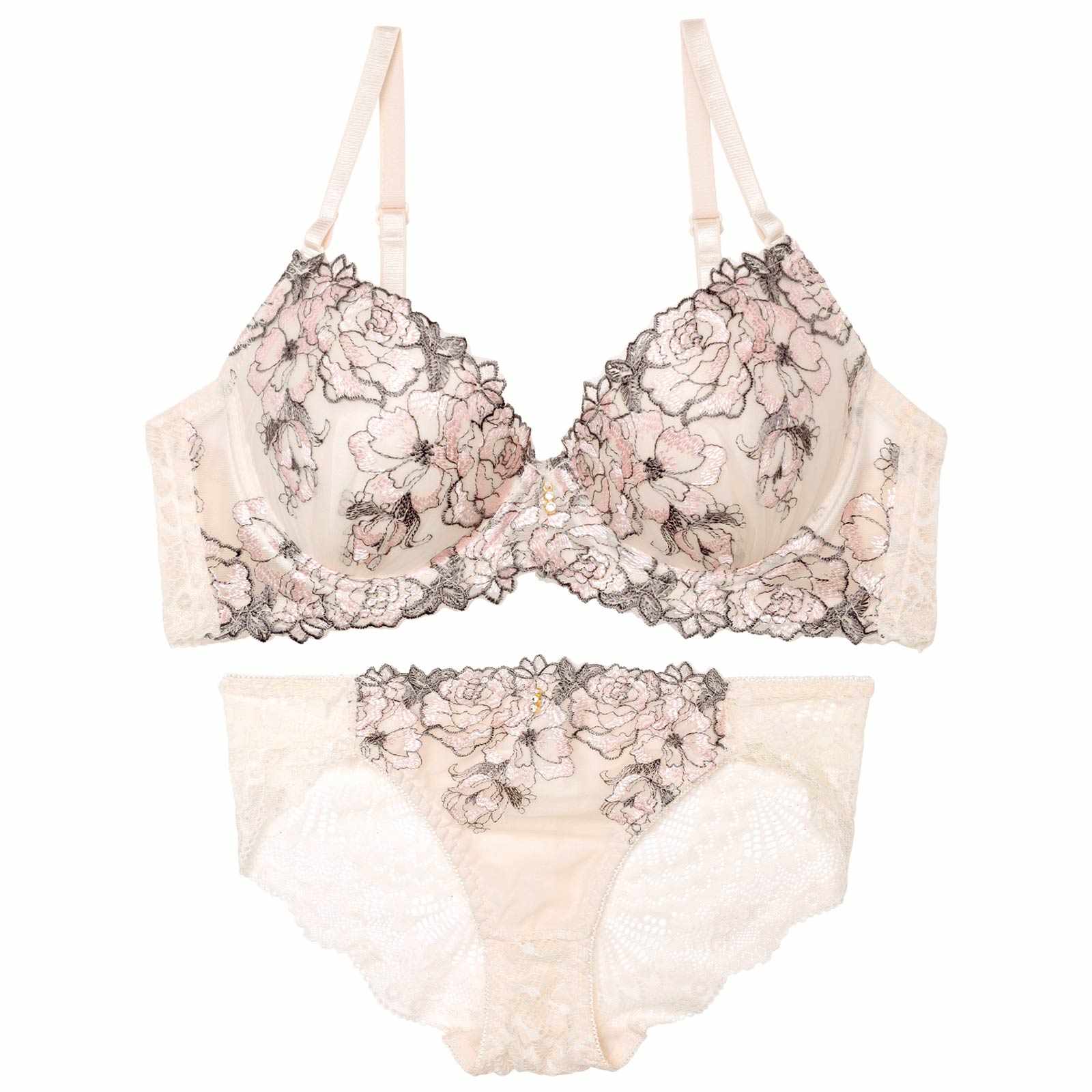 ミラビリスレーシィローズブラジャー&バック透けフルバックショーツ