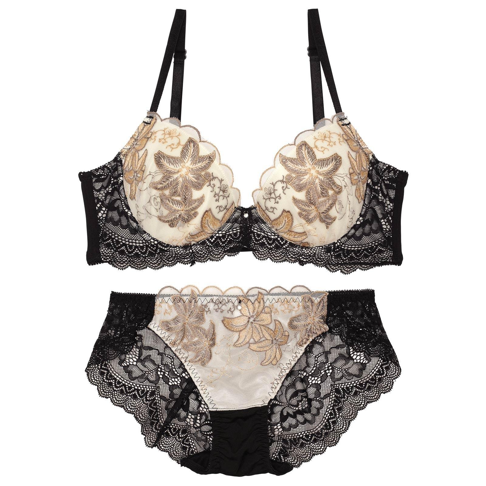 ダスティースカラップリリー育乳脇高ブラジャー&バック透けフルバックショーツ - 【公式】247Lingerie
