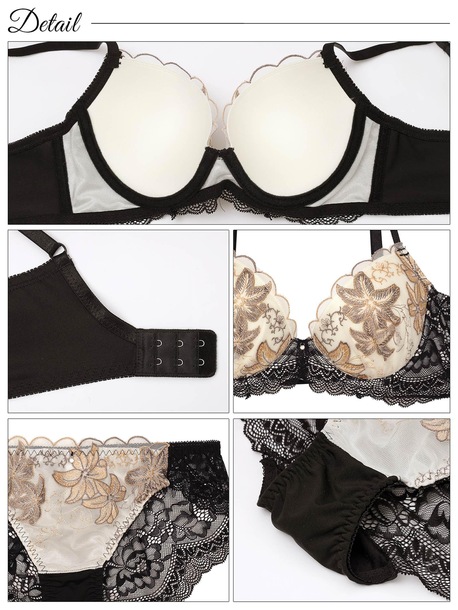 ダスティースカラップリリー育乳脇高ブラジャー&バック透けフルバックショーツ - 【公式】247Lingerie