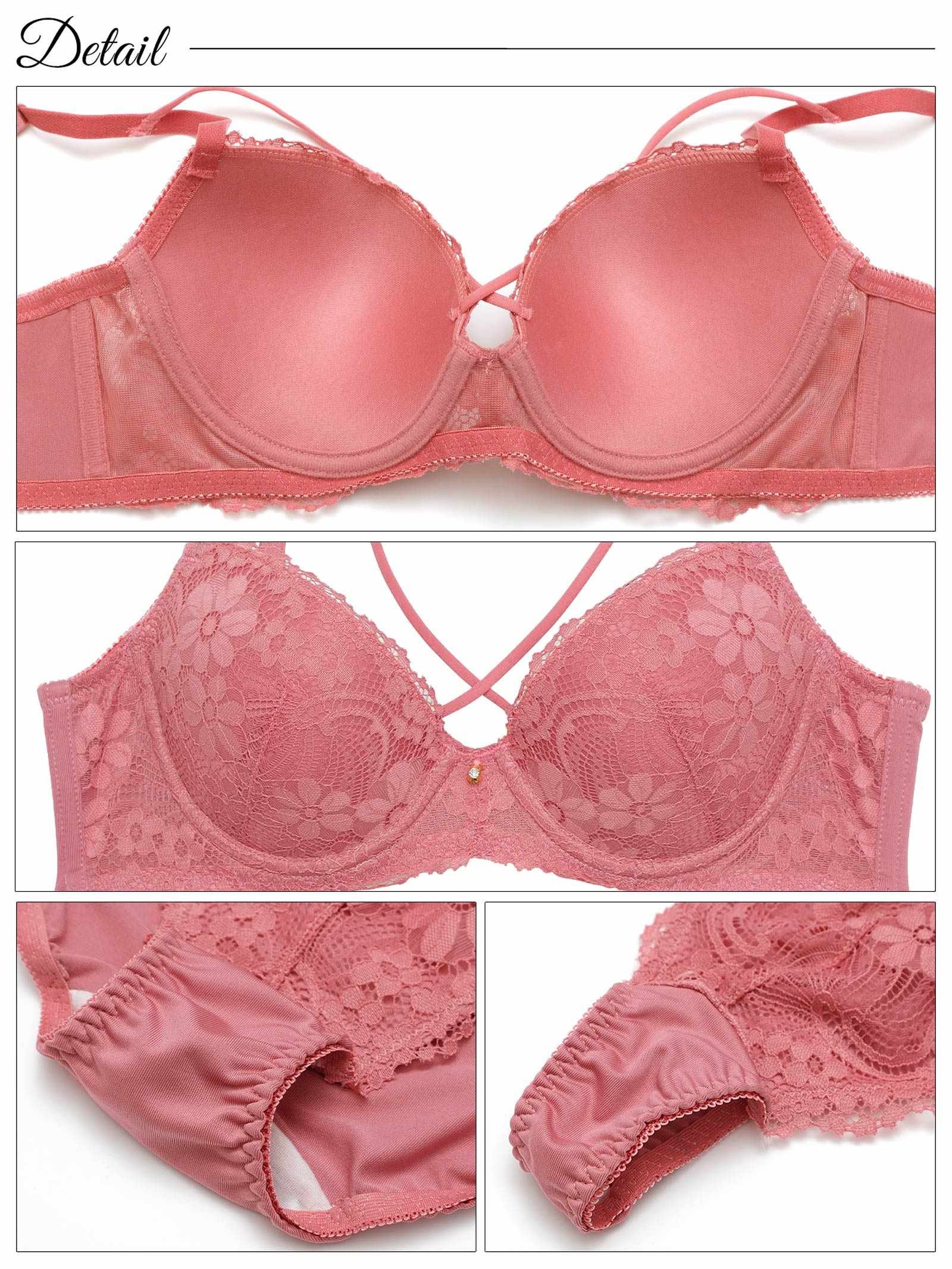 6/13新作!【3点セット】【GHIサイズ】オールフラワーレーシィクロス育乳脇高ブラジャー&フルバック&Tバックショーツ