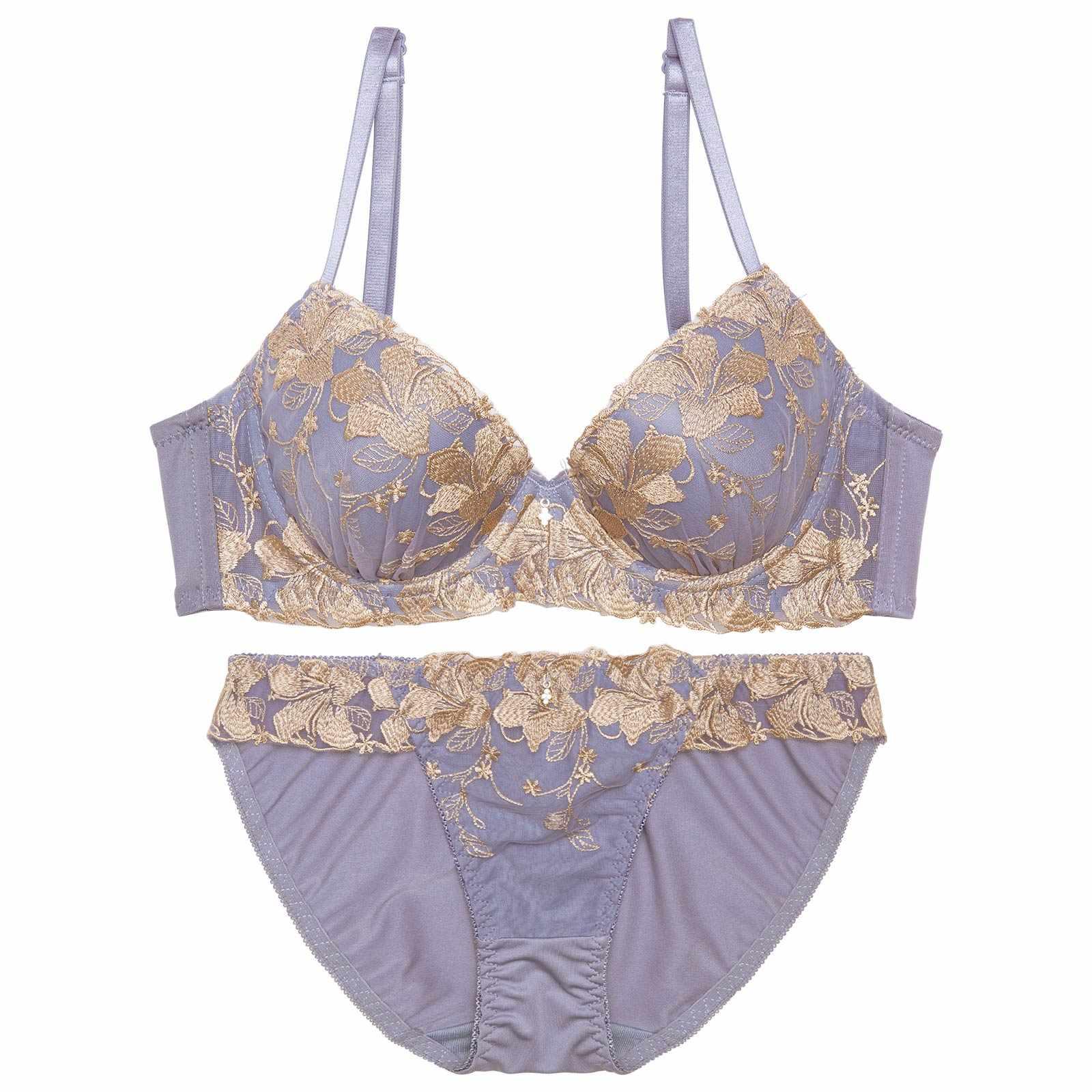ビューティフルダスティリリー育乳脇高ブラジャー&フルバックショーツ - 【公式】247Lingerie