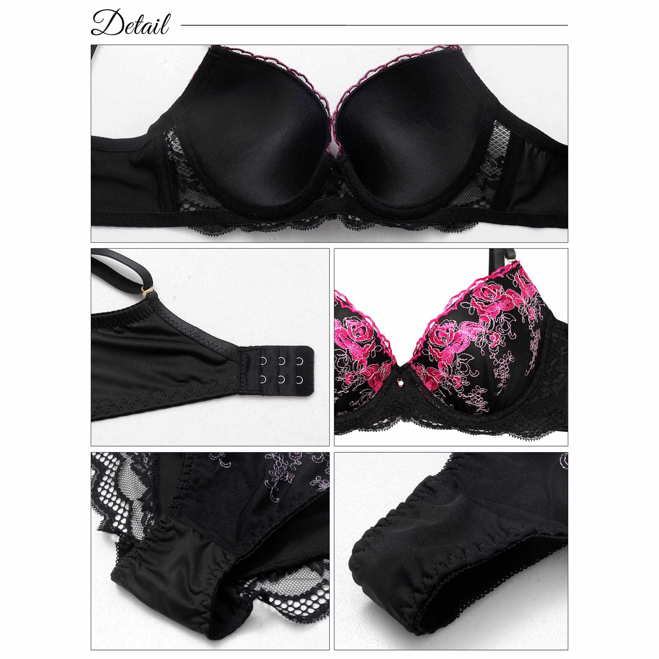 7/14新作!【3点セット】ビビットスカラップローズ育乳脇高ブラジャー&フルバック&Tバックショーツ