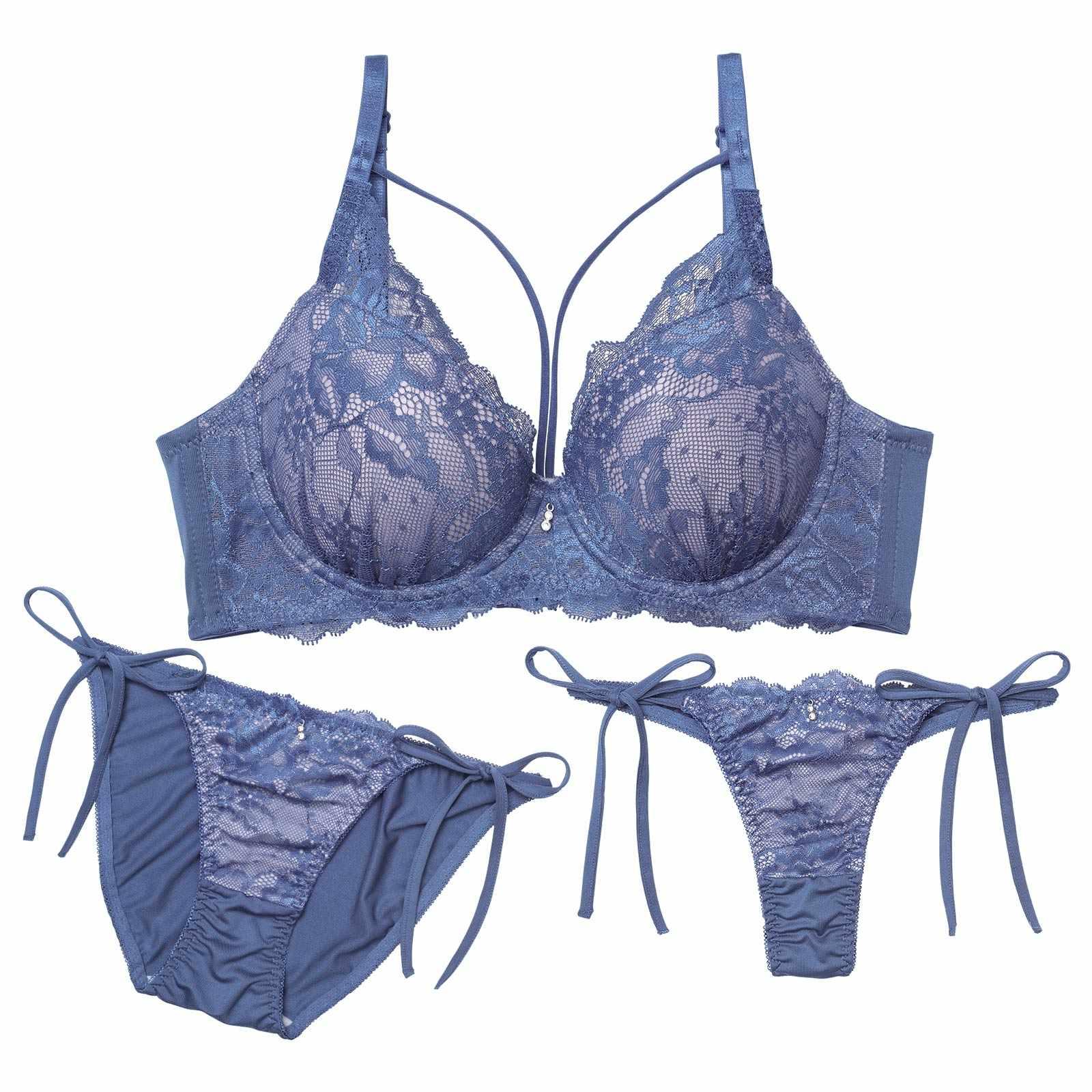 【3点セット】【GHIサイズ】ヴィーナスレースコード育乳脇高ブラジャー&サイド紐フルバック&Tバックショーツ