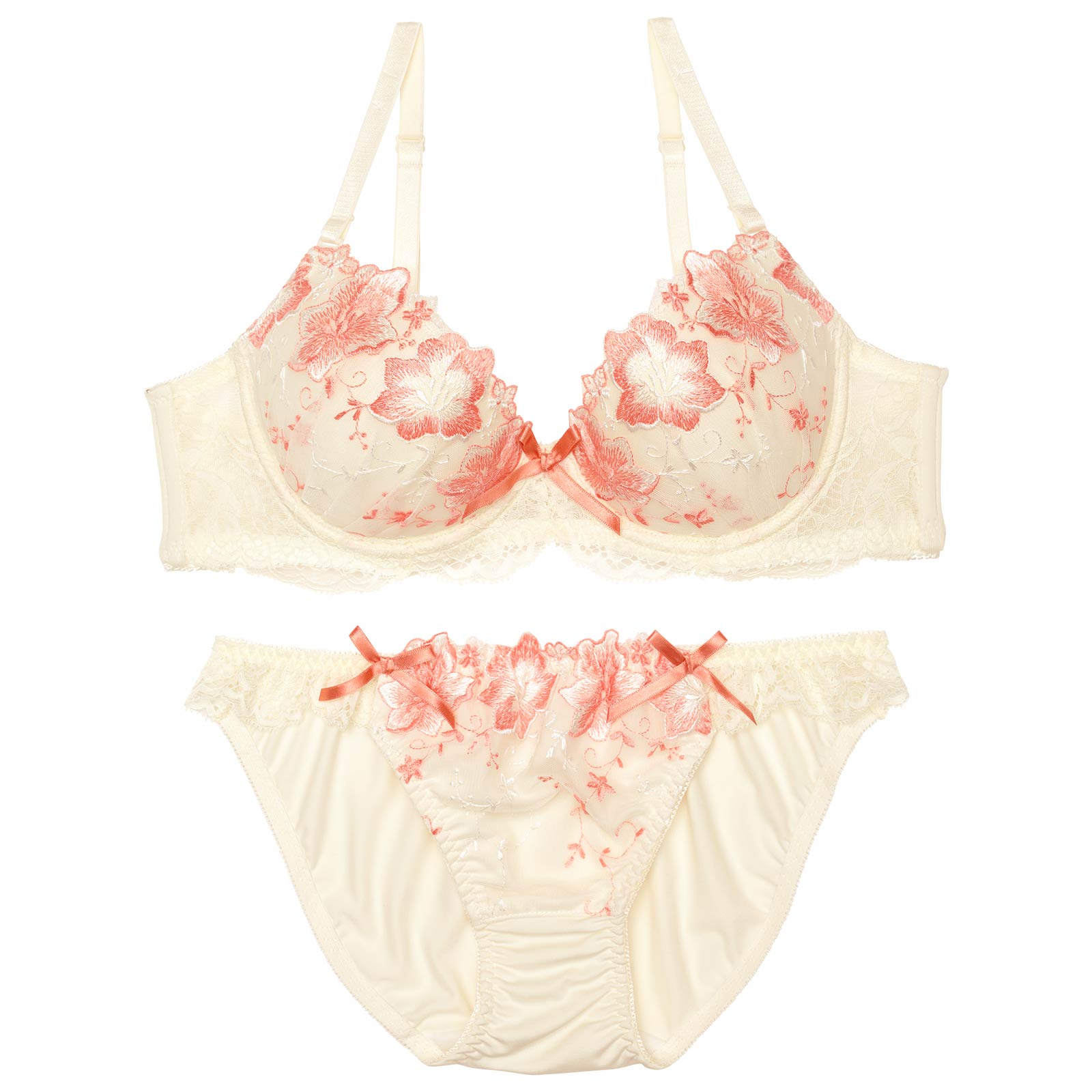 ピュアリボンブロッサムブラジャー&フルバックショーツ