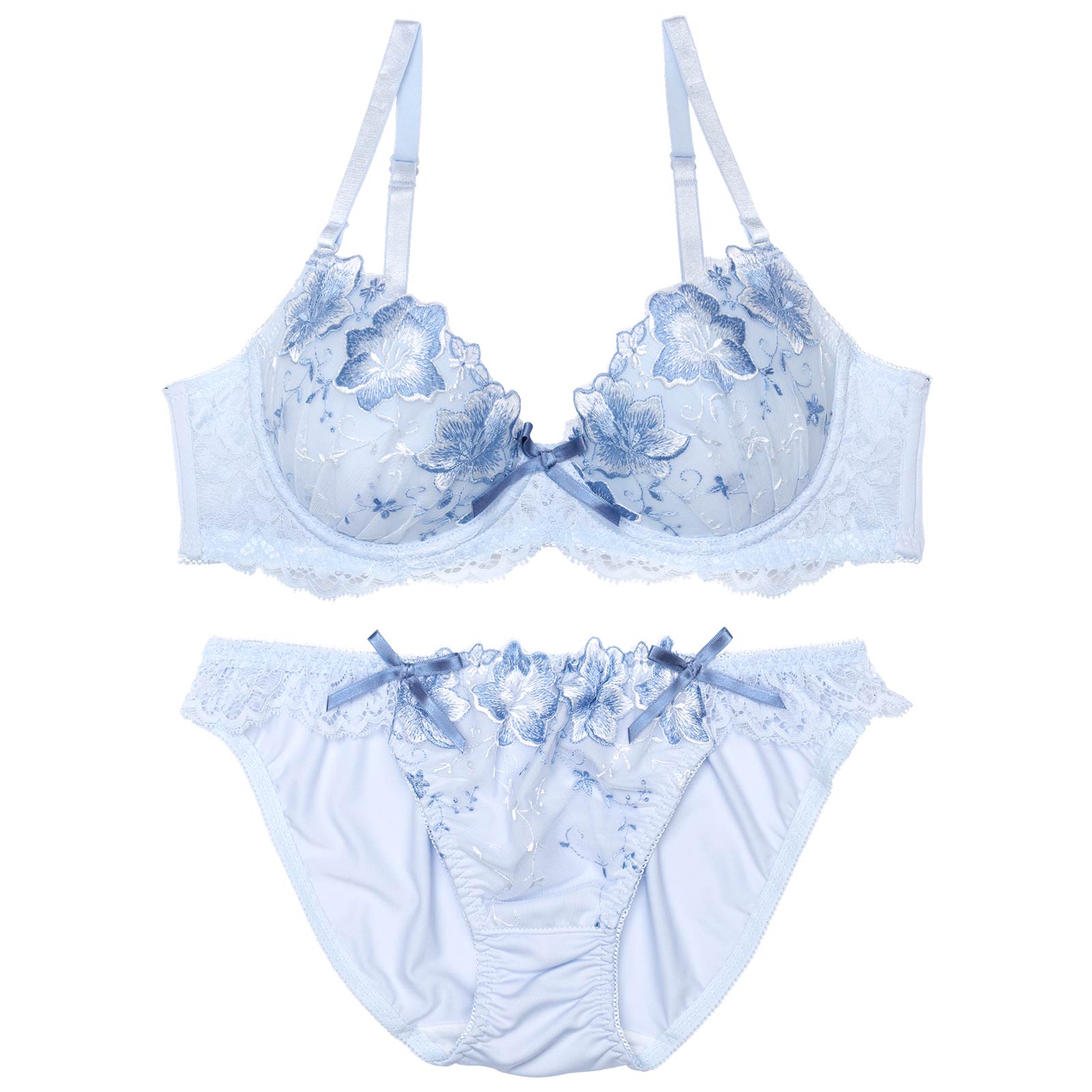 ピュアリボンブロッサムブラジャー&フルバックショーツ