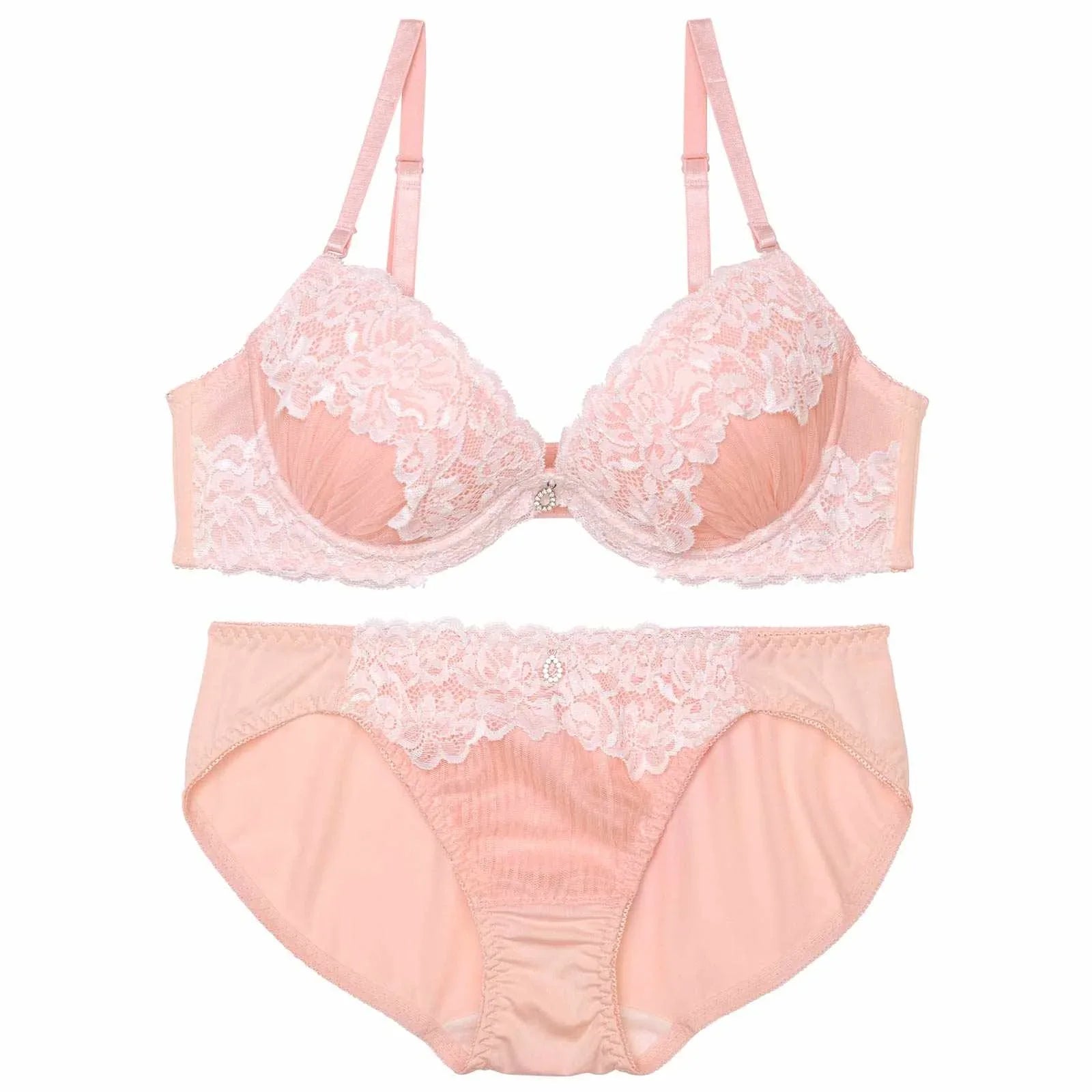 ミルキープリーツチュールブラジャー&フルバックショーツ