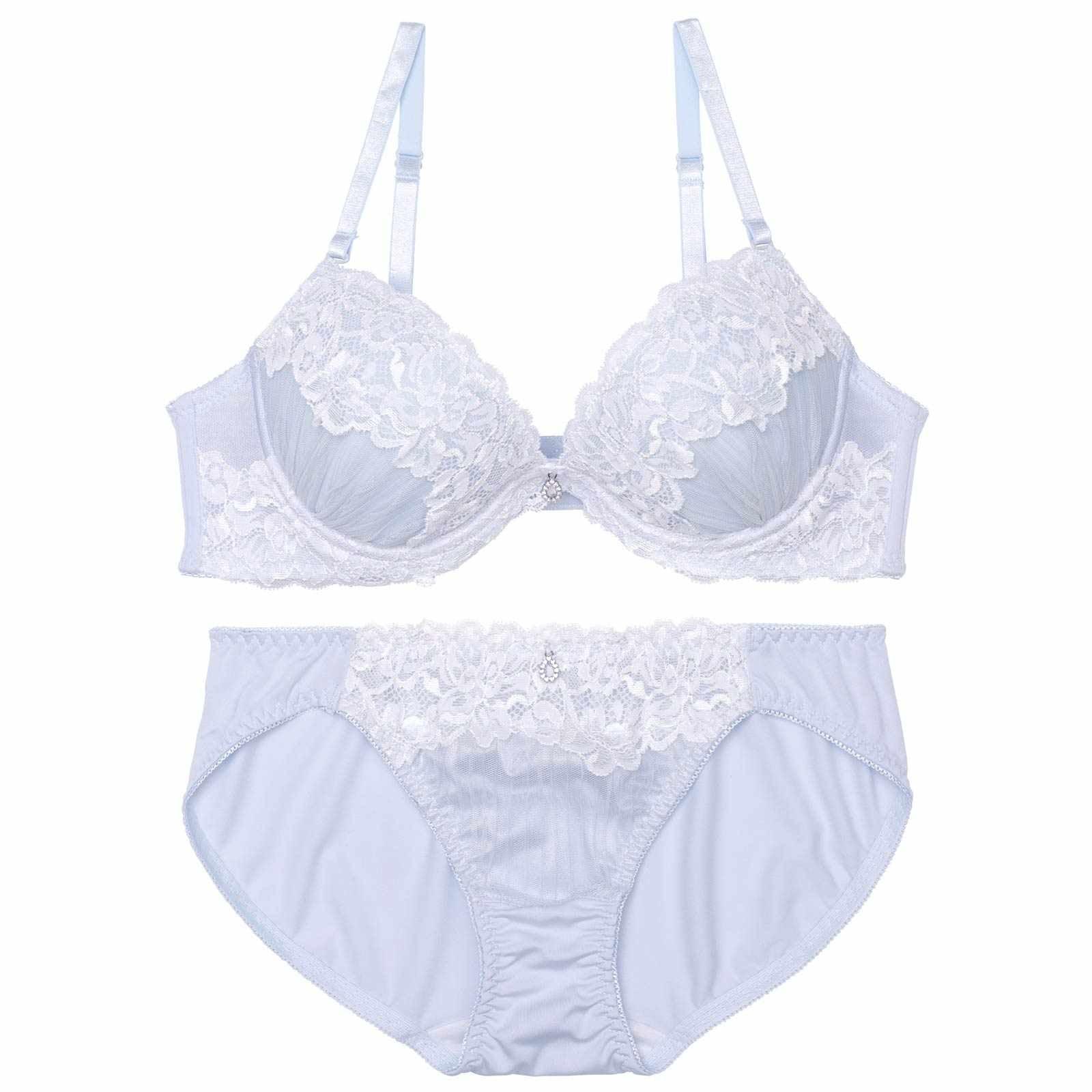 ミルキープリーツチュールブラジャー&フルバックショーツ