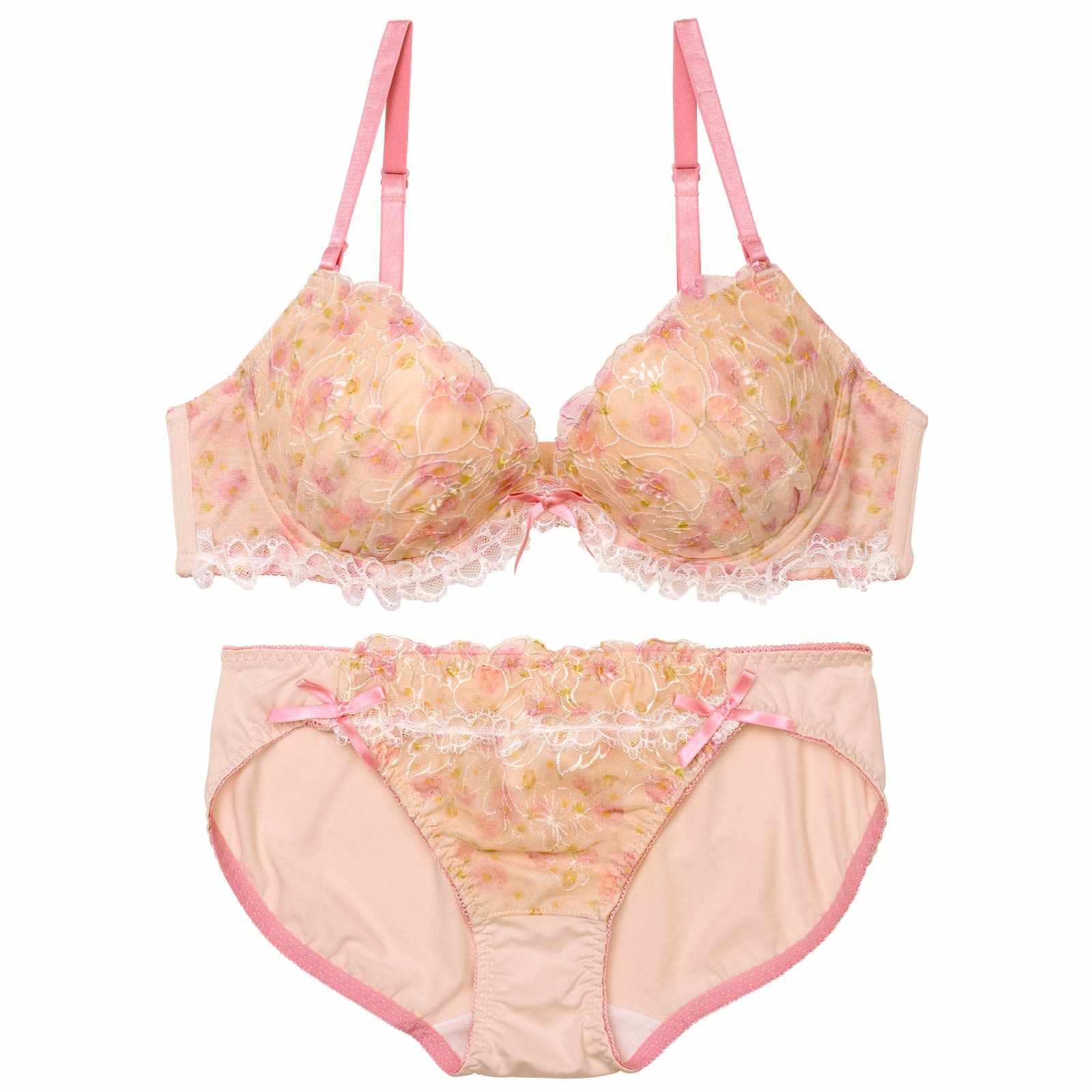アンティークガーリーフルールブラジャー&フルバックショーツ