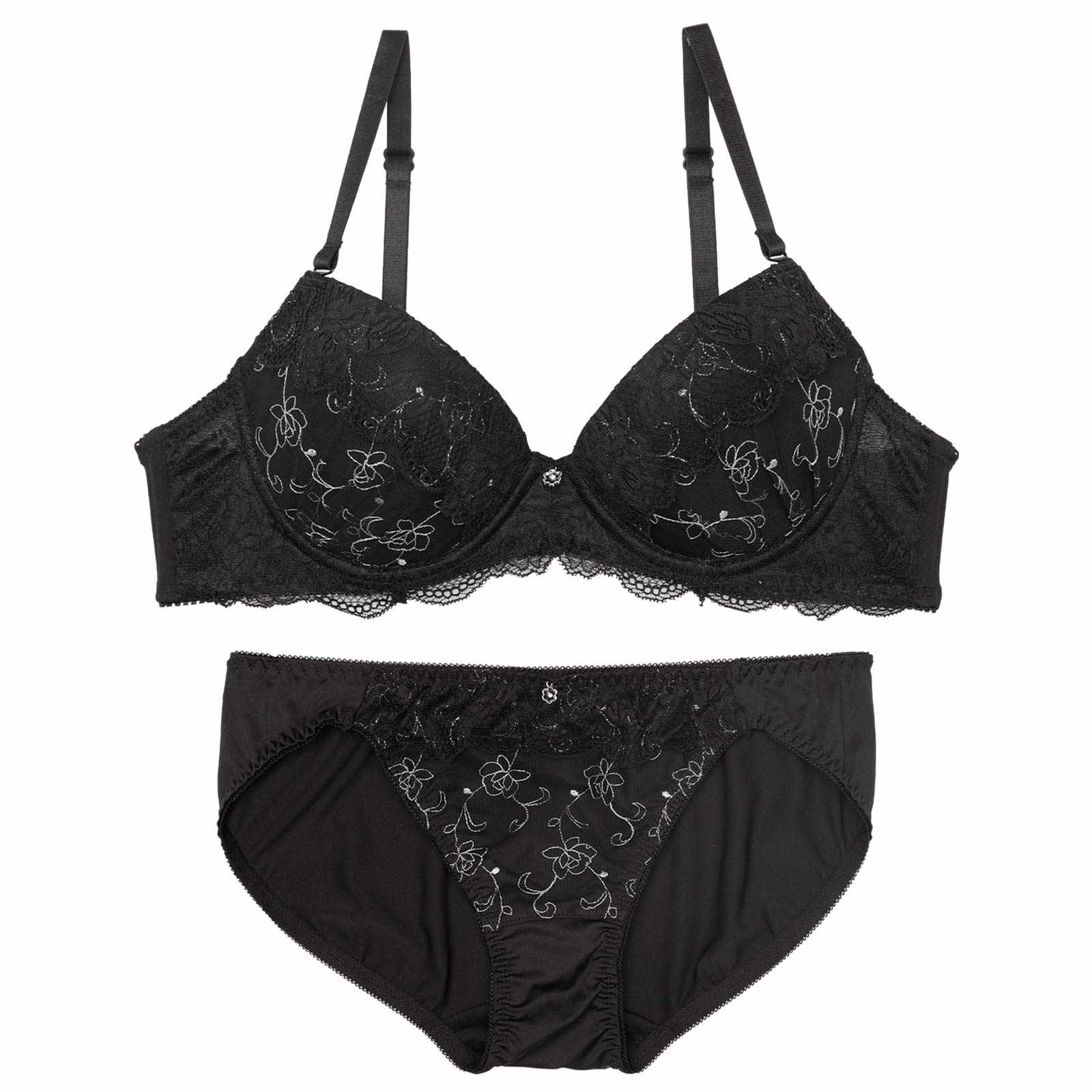 プチフラワーチャームブラジャー&フルバックショーツ