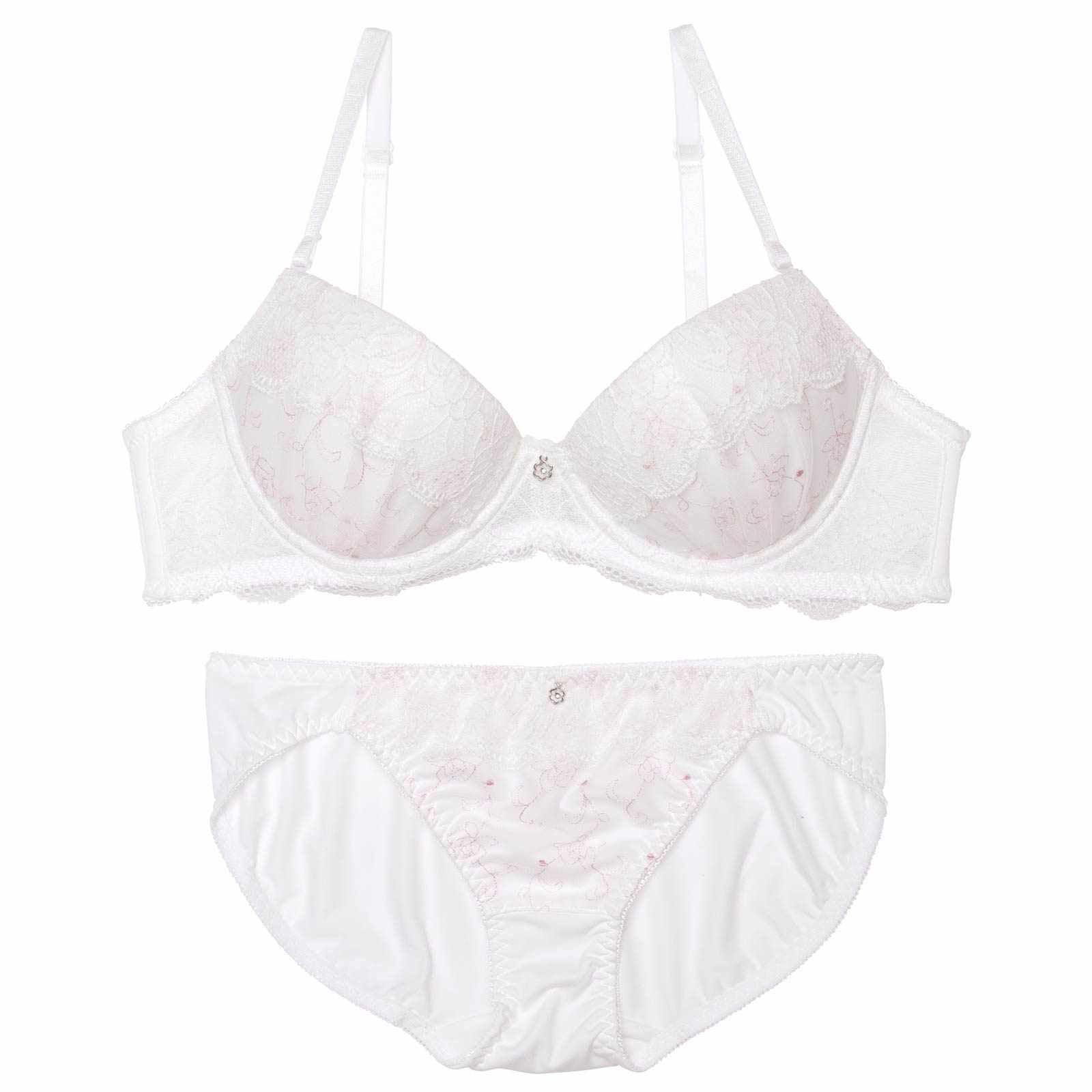 プチフラワーチャームブラジャー&フルバックショーツ