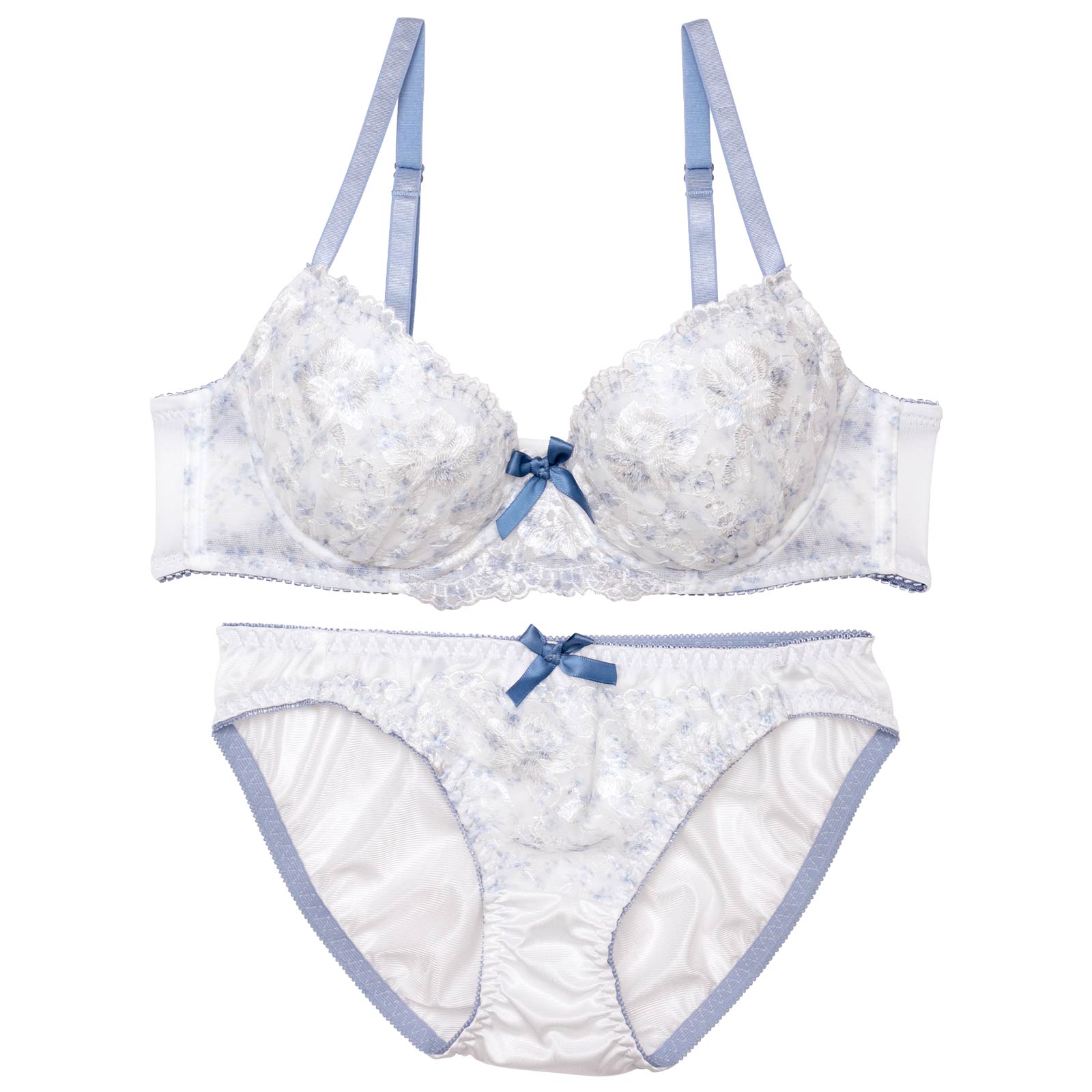 ダスティー水彩ローズブラジャー&フルバックショーツ