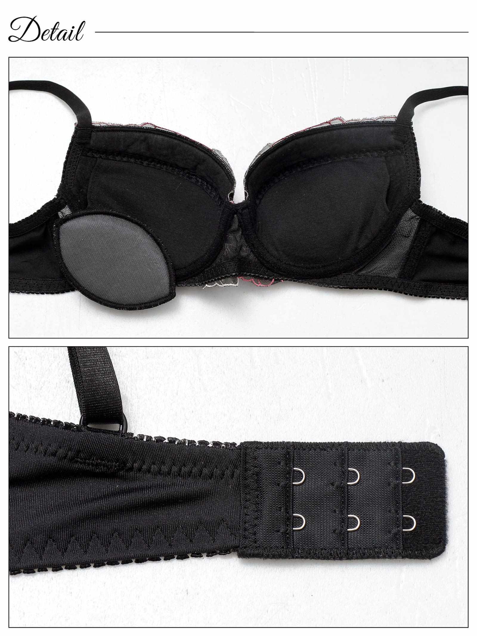 6/30新作!ミッドナイトチュールローズブラジャー&フルバックショーツ