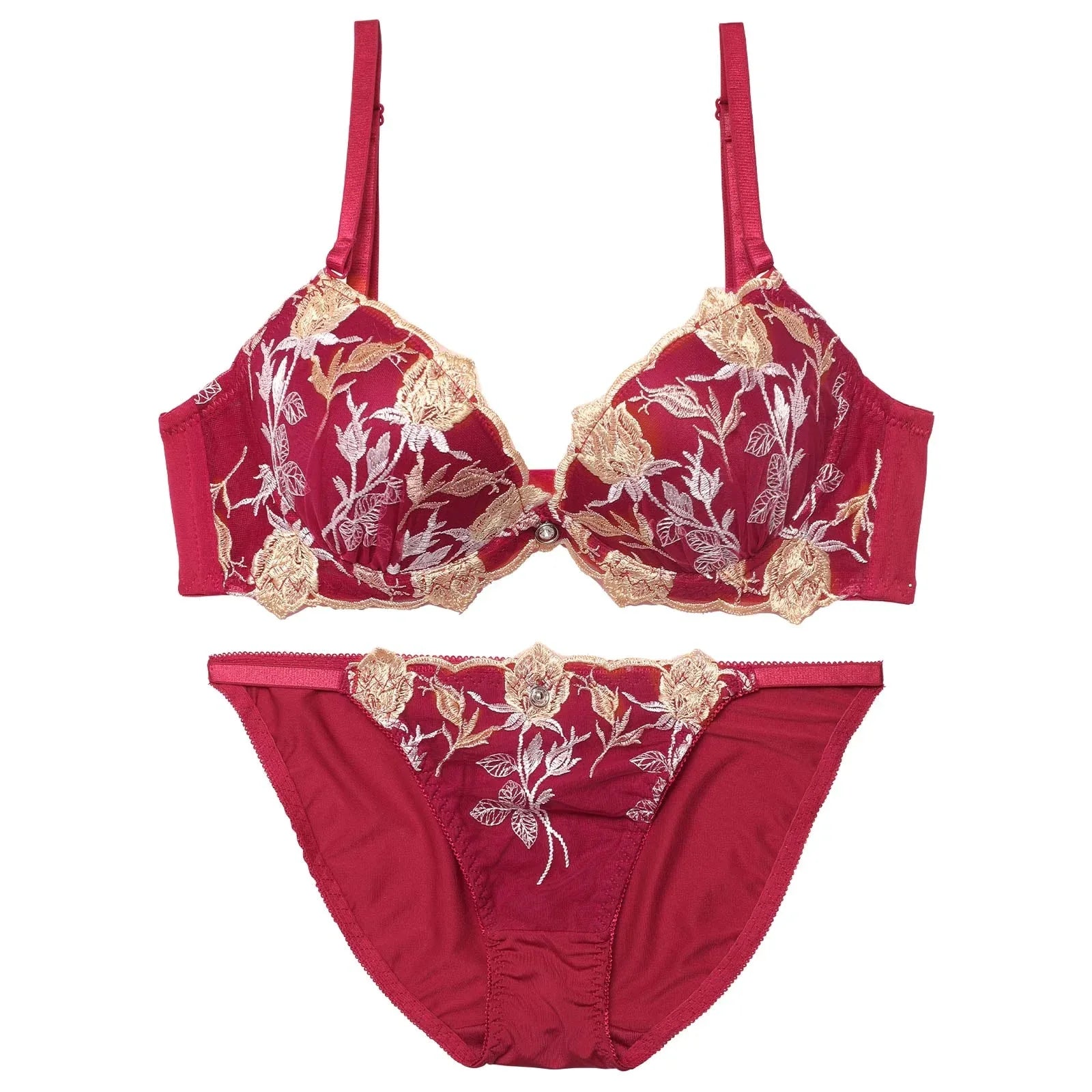 エレガントフラワーズバッド育乳脇高ブラジャー&フルバックショーツ - 【公式】247Lingerie