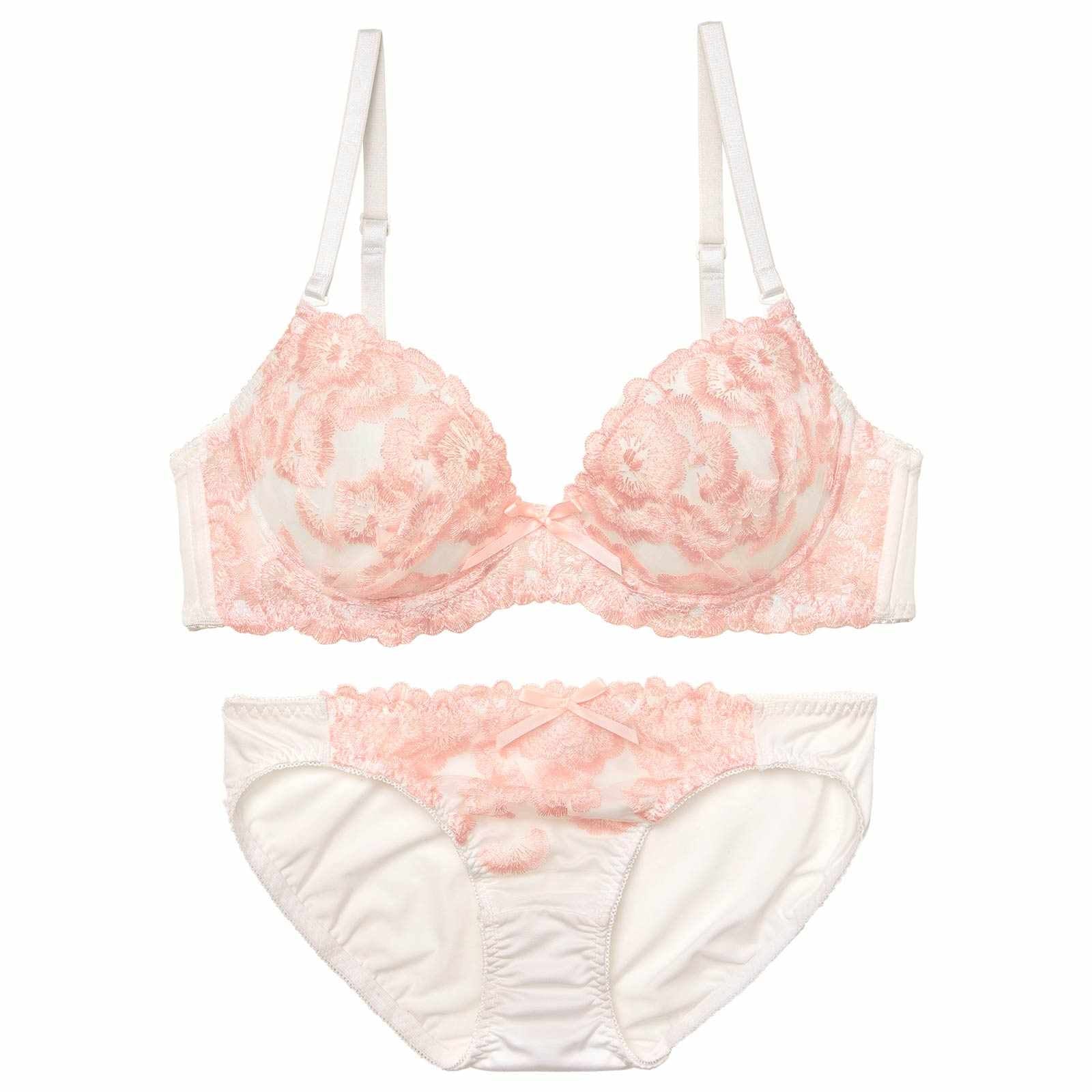 クラシックフローラルエンブロイダリーブラジャー&フルバックショーツ