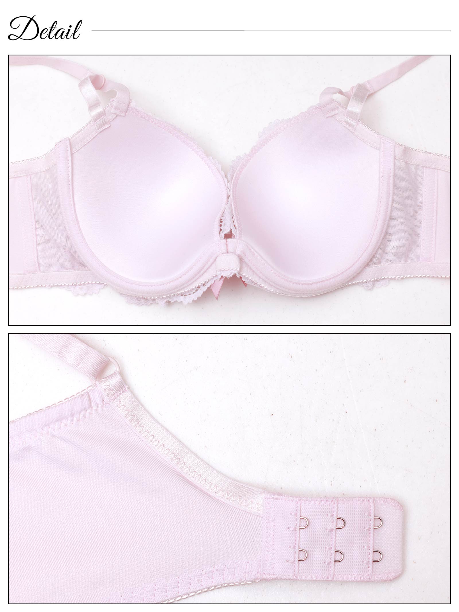 バイカラーレーシィリボン育乳脇高ブラジャー&フルバックショーツ