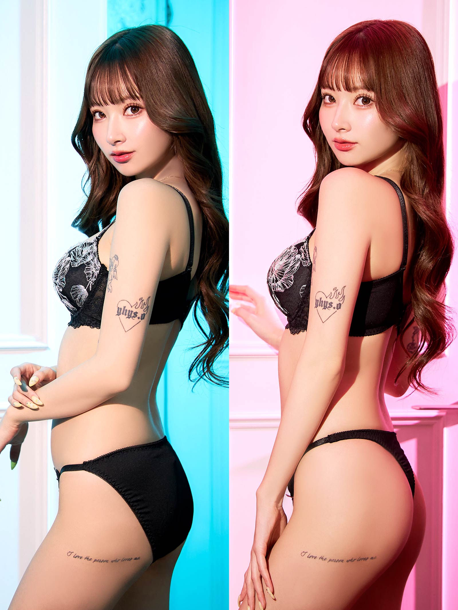 9/17新作!【3点セット】ミスティックフローラル育乳脇高ブラジャー&フルバック&Tバックショーツ