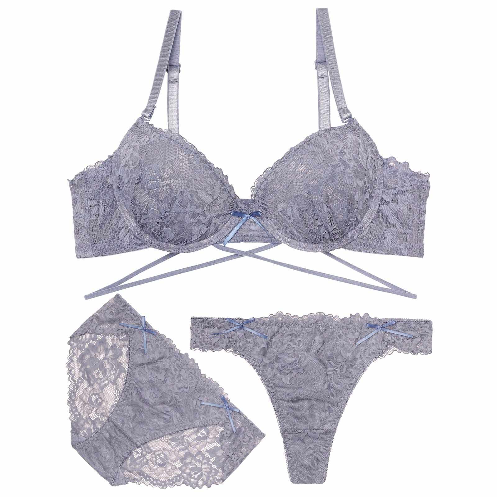 3/16新作!【3点セット】【GHIサイズ】ヴィーナスコードレーシィブラジャー&バック透けフルバック&Tバックショーツ