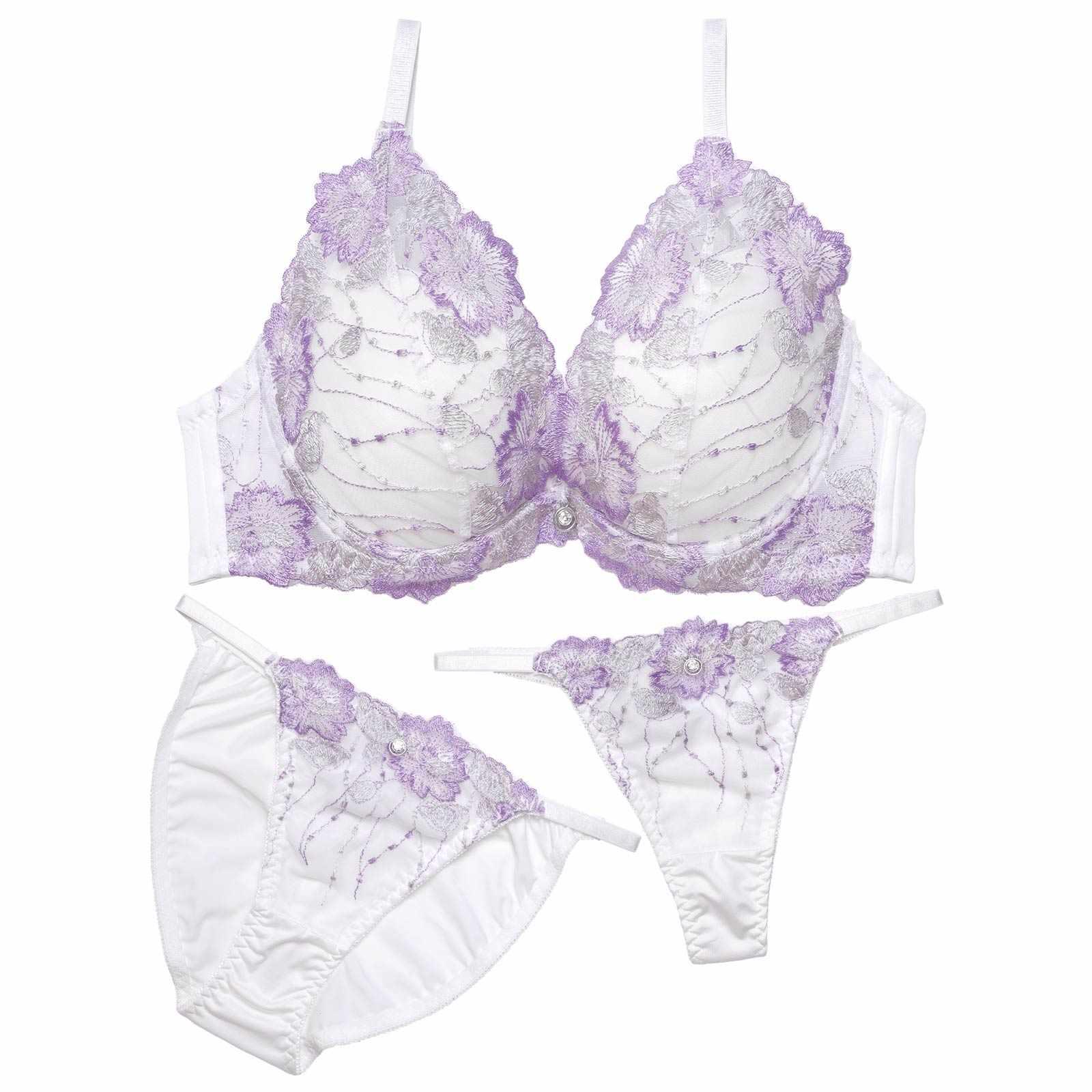 2/26再販!【3点セット】ラグジュアリーフローラルブラジャー&フルバック&Tバックショーツ