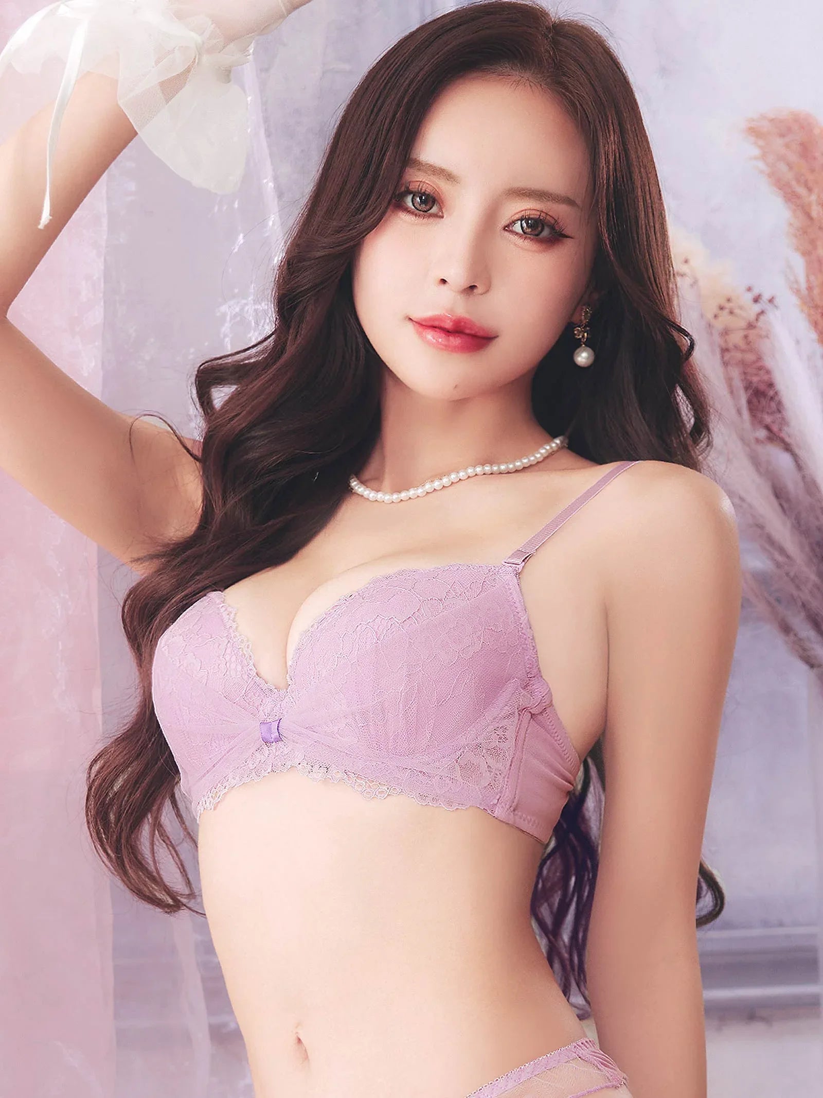 1/16新作!エレガントリボンレーシィチュールブラジャー&フルバックショーツ - 【公式】247Lingerie