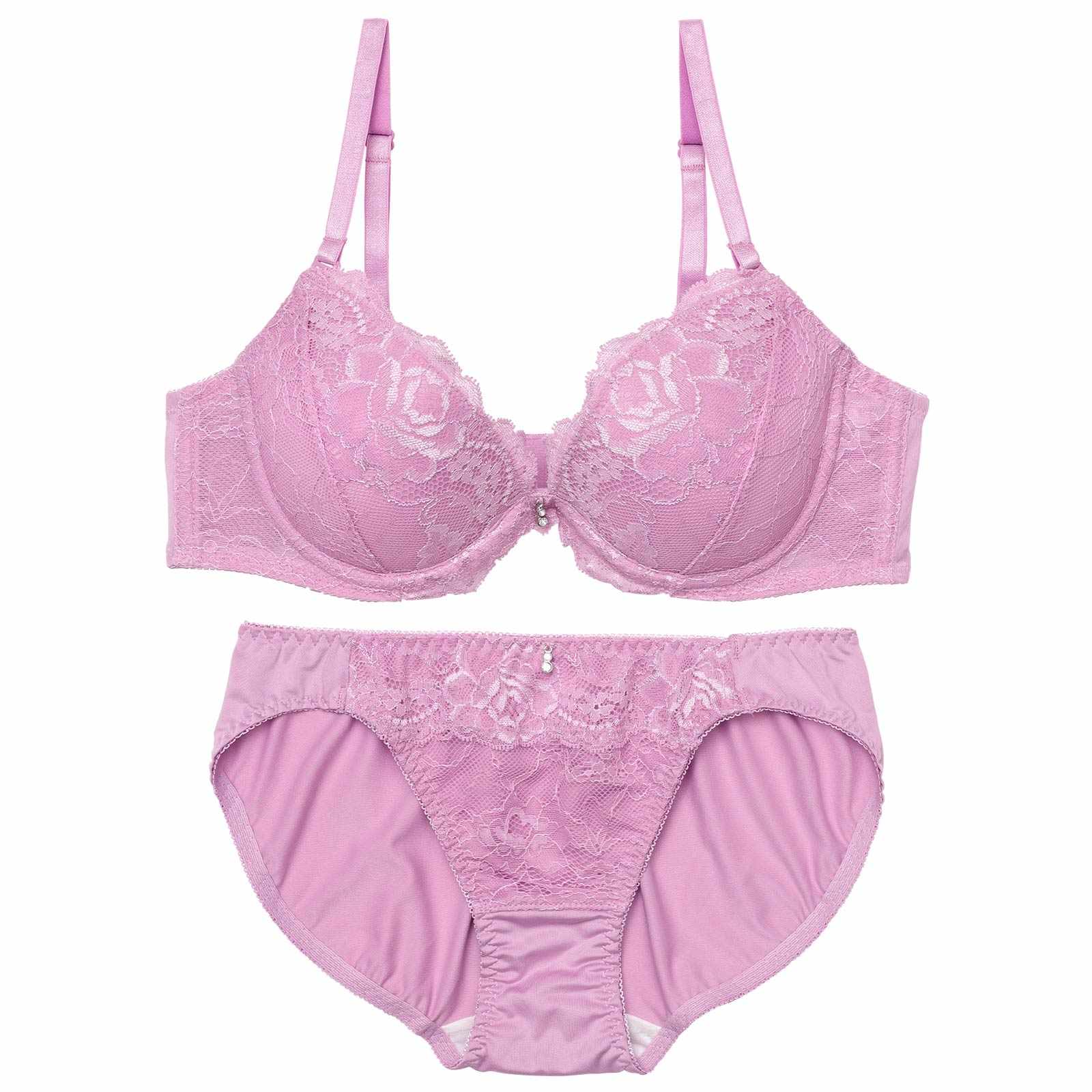 クラシックシンプルレースブラジャー&フルバックショーツ