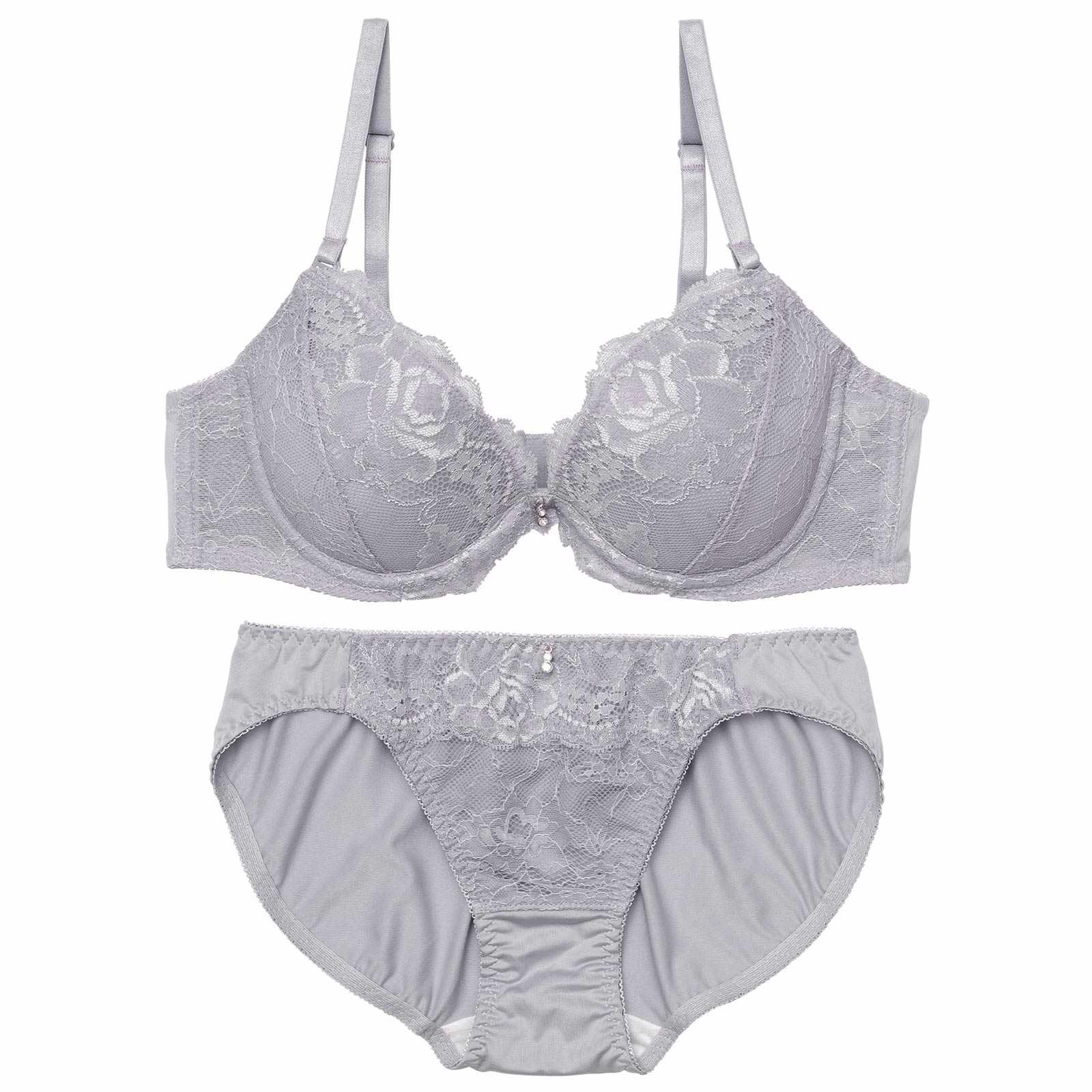 クラシックシンプルレースブラジャー&フルバックショーツ