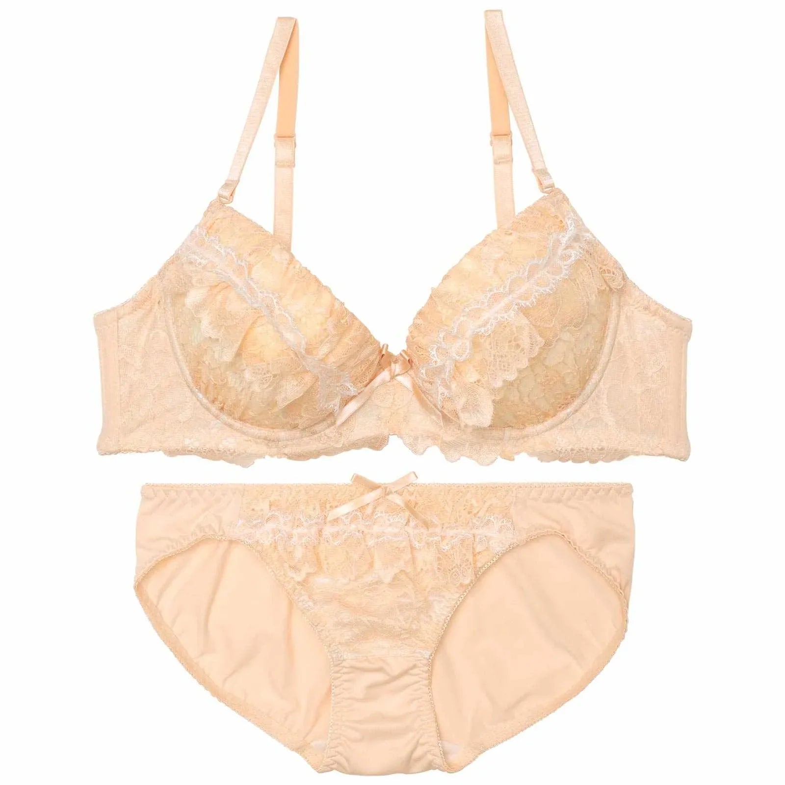 ドーリーフリルレースブラジャー&フルバックショーツ